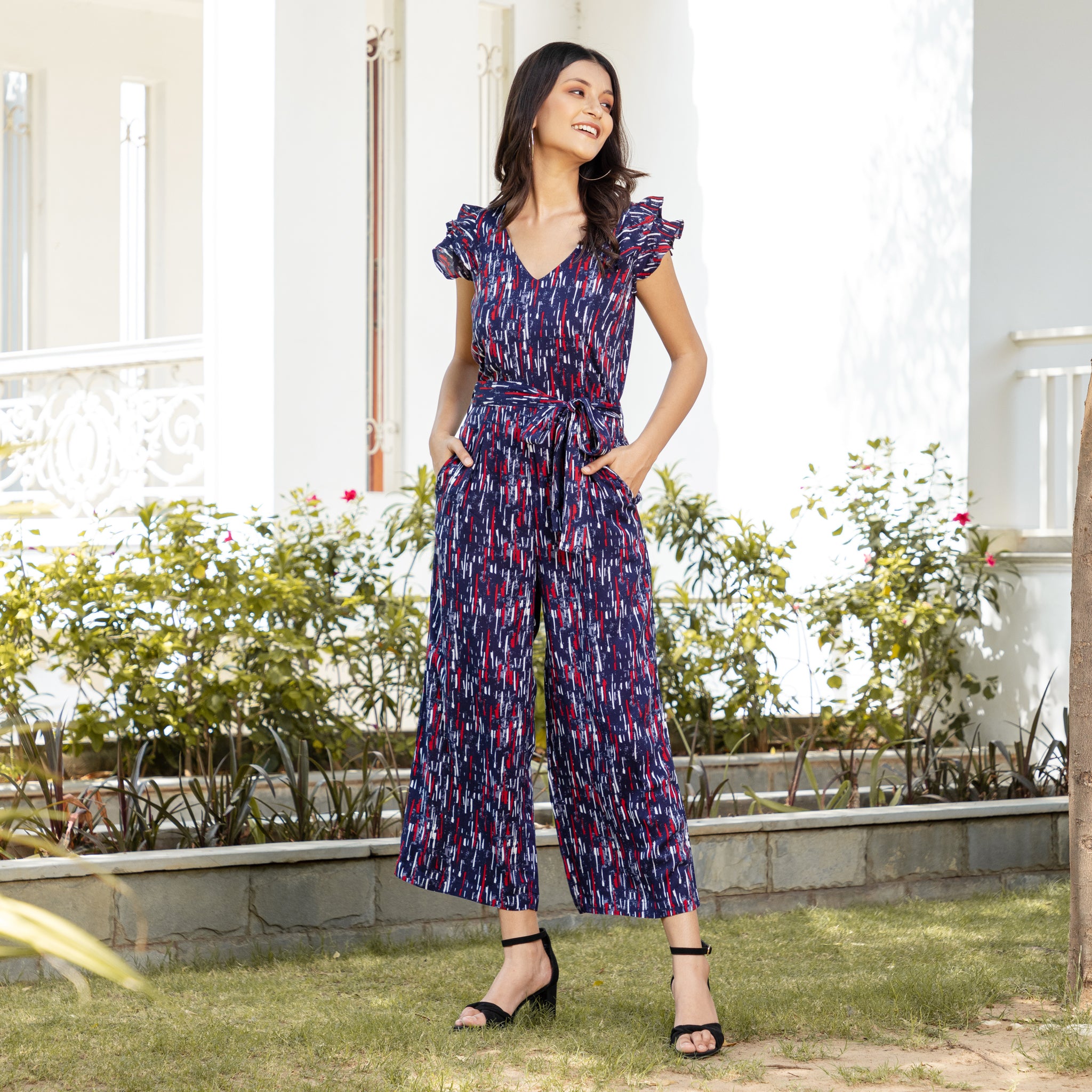 Mutlticolor Stripe Print Summer Jumpsuit
