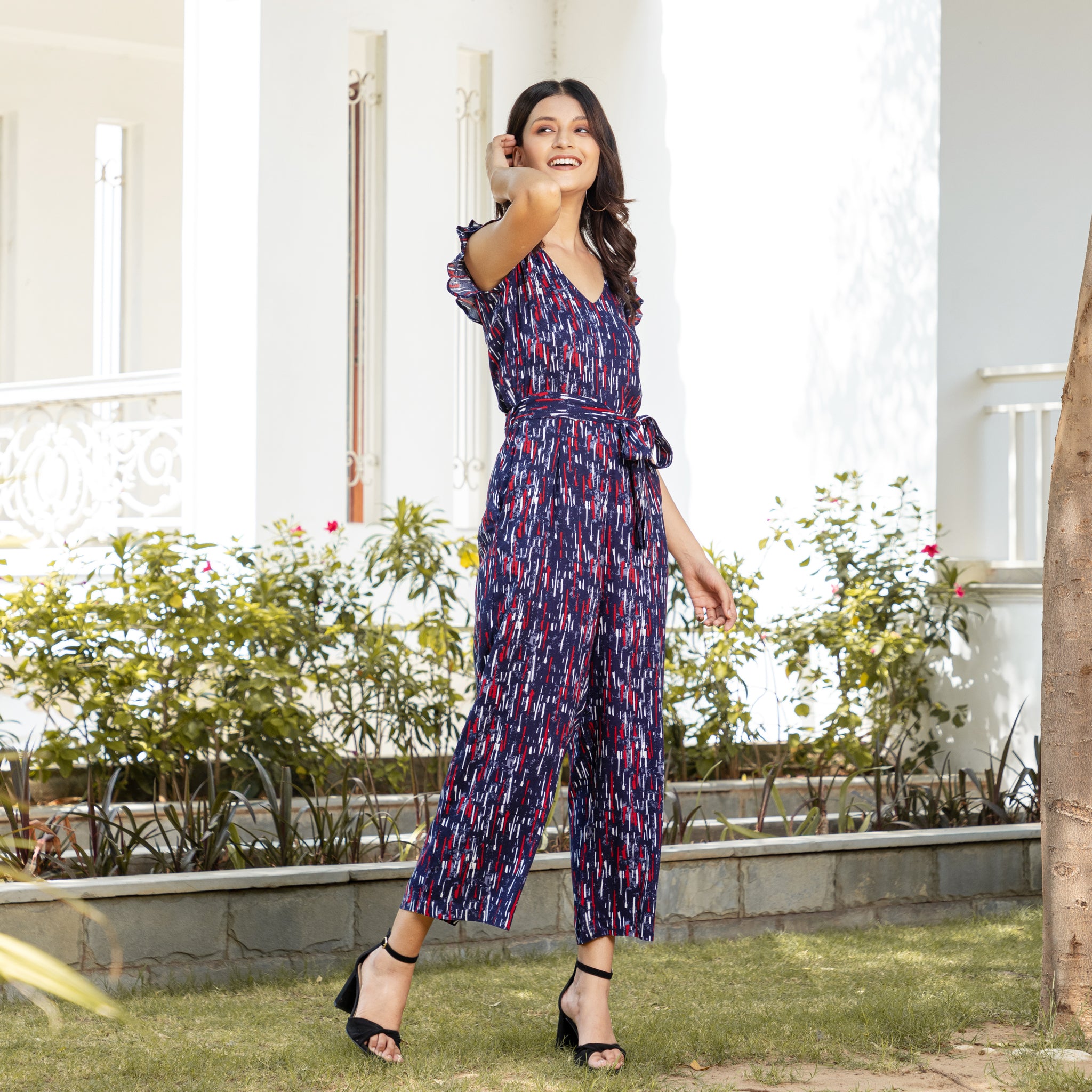Mutlticolor Stripe Print Summer Jumpsuit