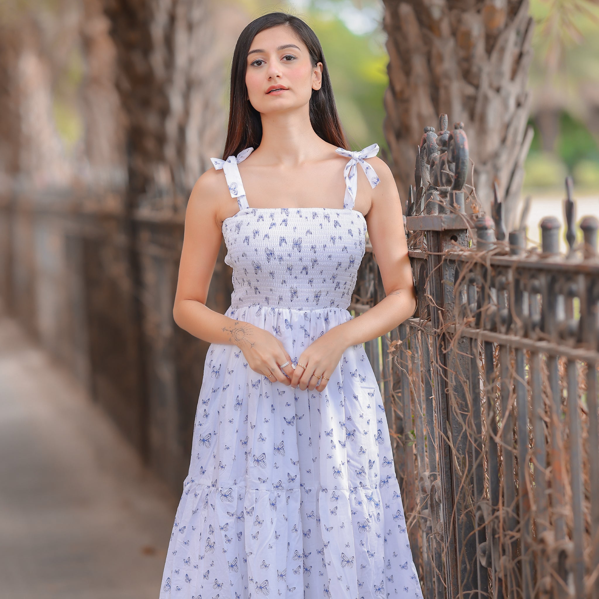 Chloe White Smocked Sundress