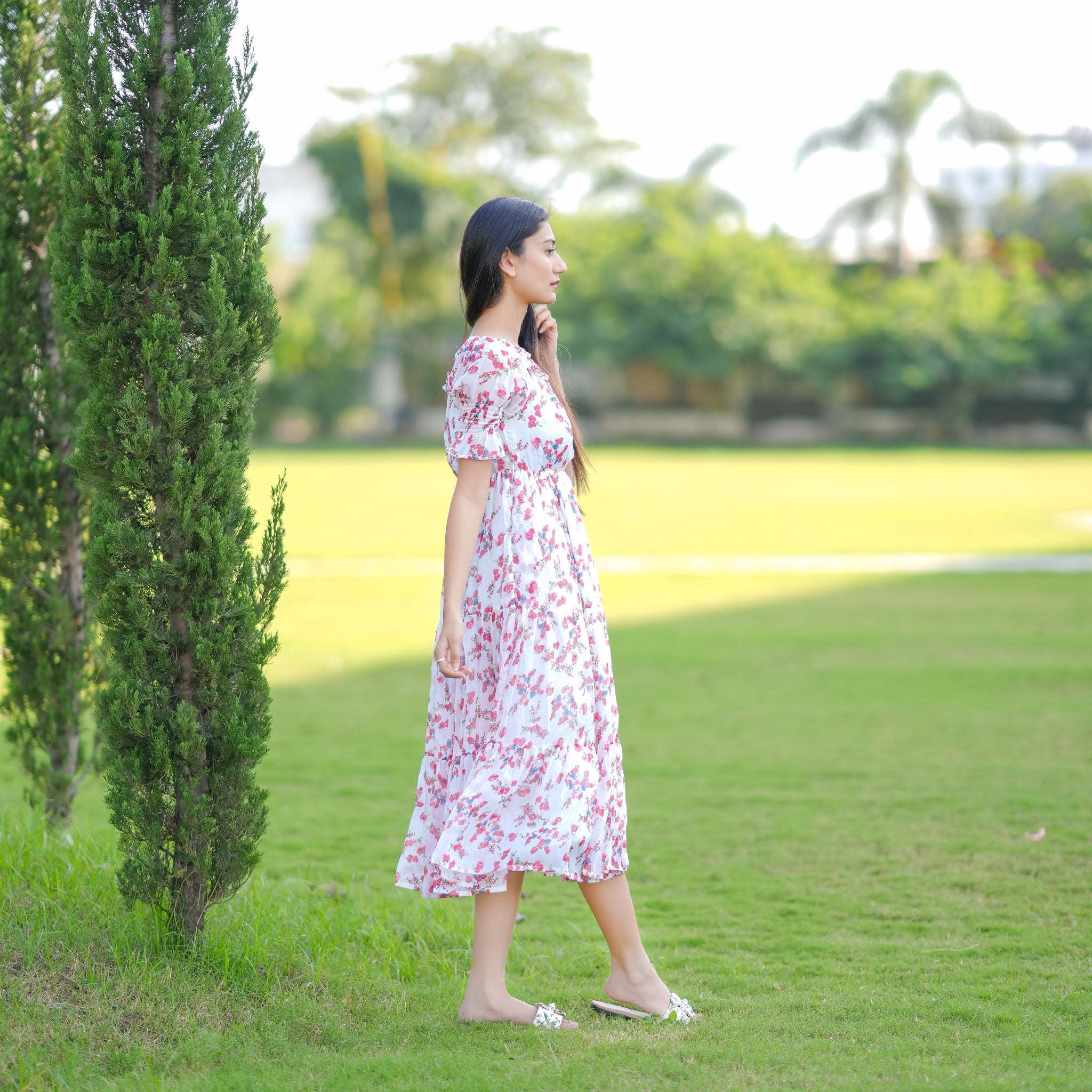 Natalie White Floral Maxi Dress