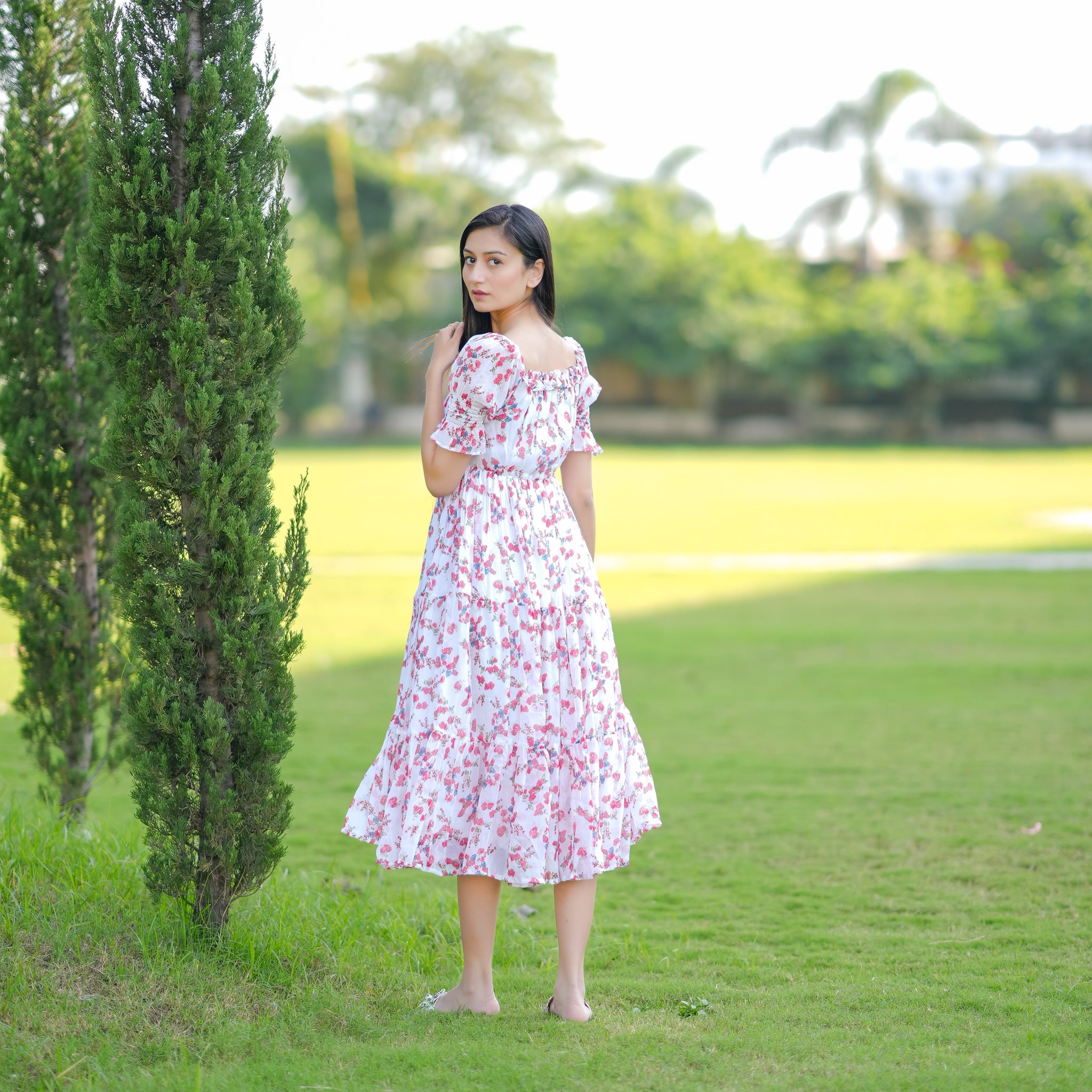 Natalie White Floral Maxi Dress