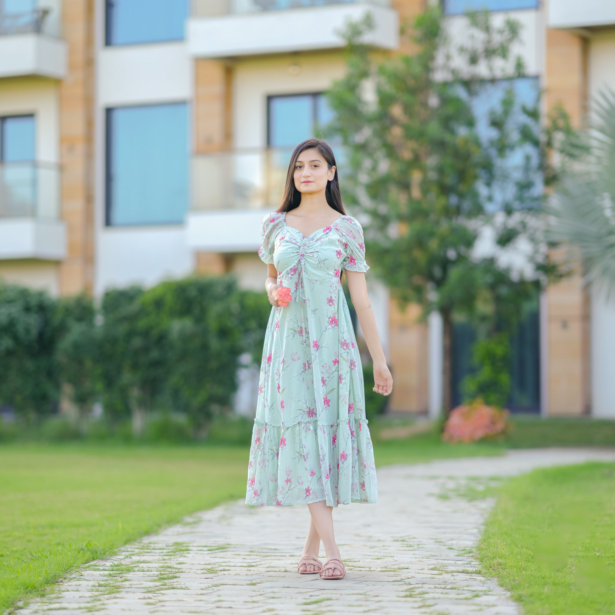 Alyssa Mint Floral Dress