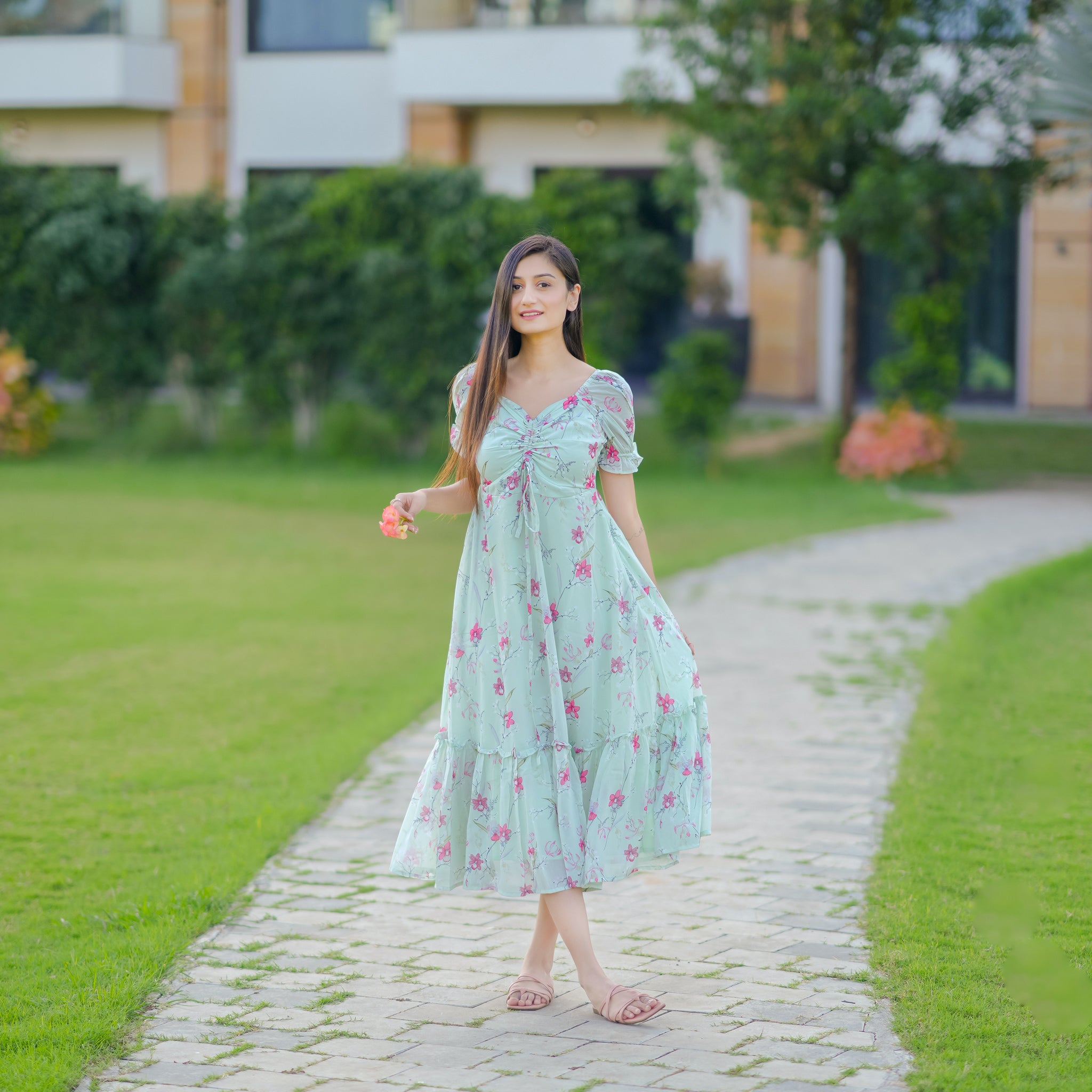 Alyssa Mint Floral Dress