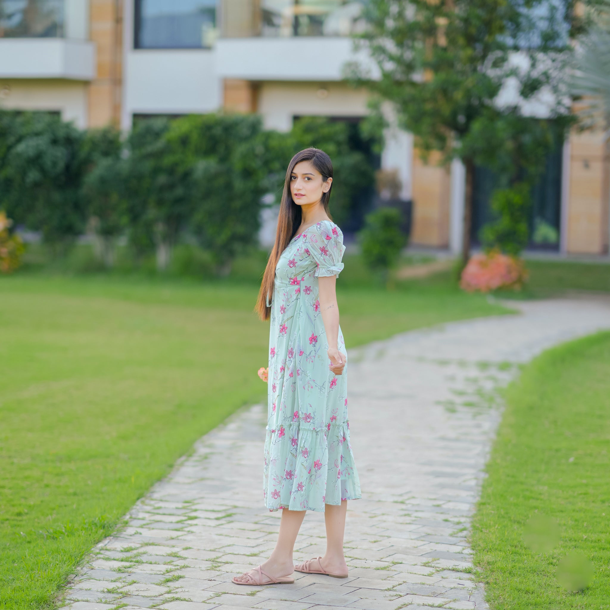 Alyssa Mint Floral Dress