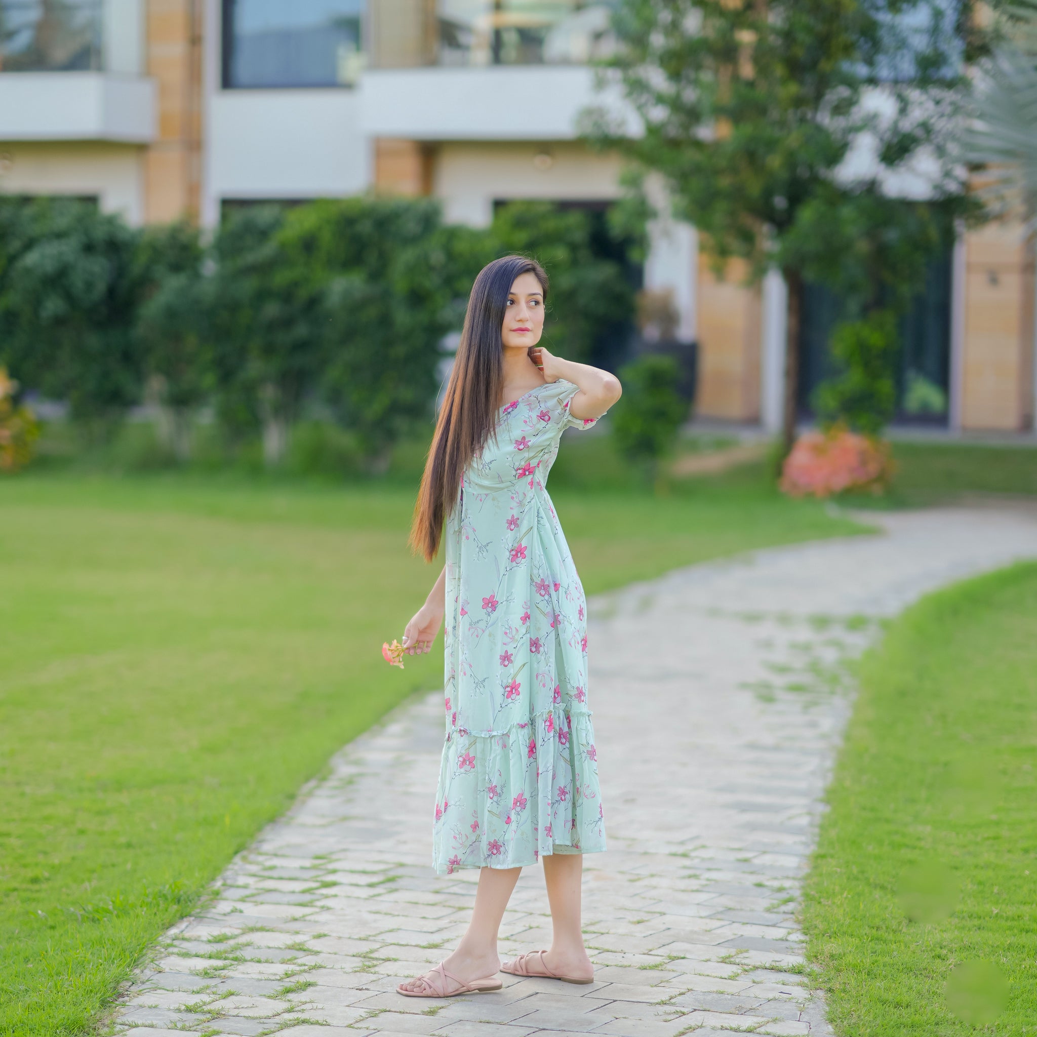 Alyssa Mint Floral Dress