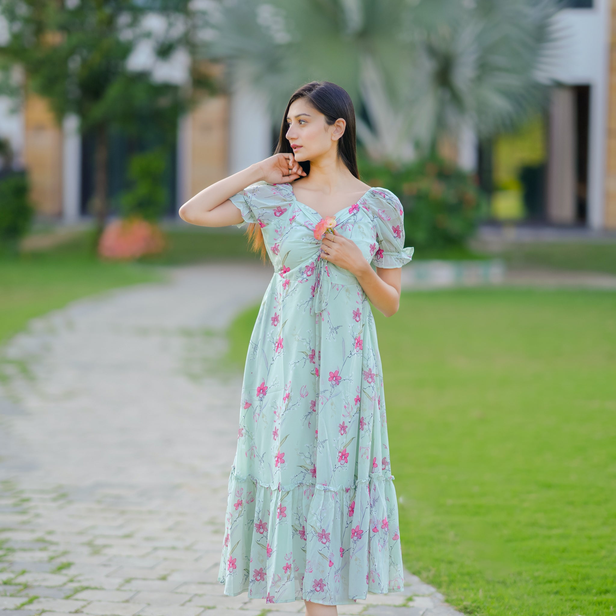 Alyssa Mint Floral Dress