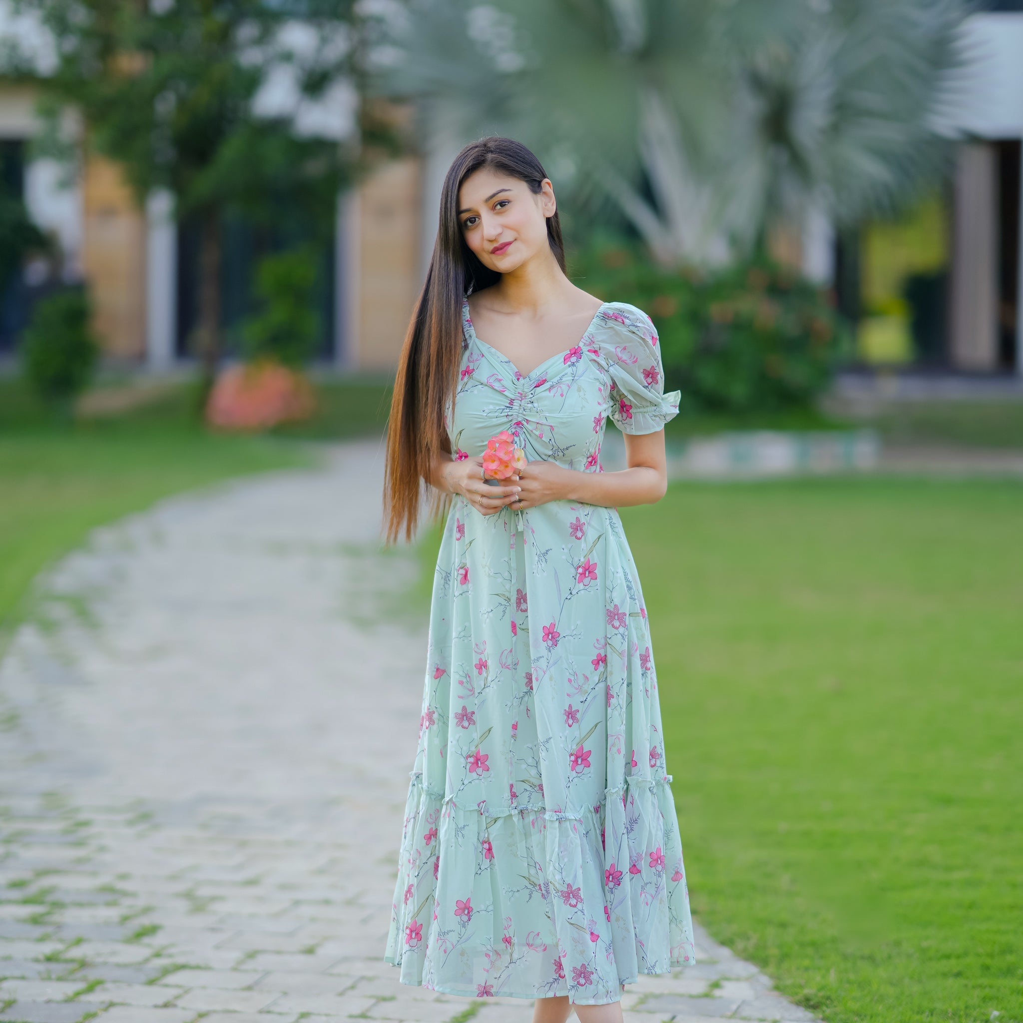 Alyssa Mint Floral Dress