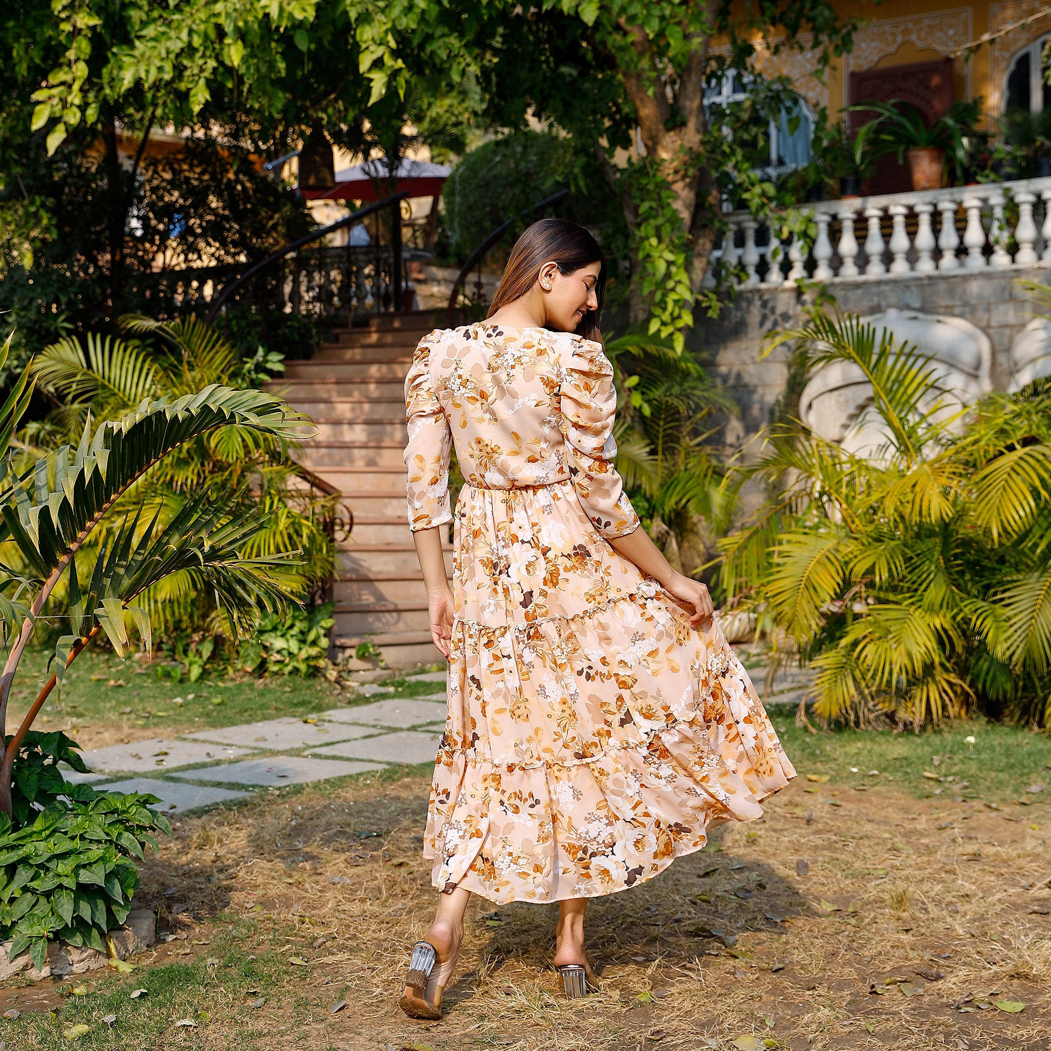 Marianne Beige Floral Dress