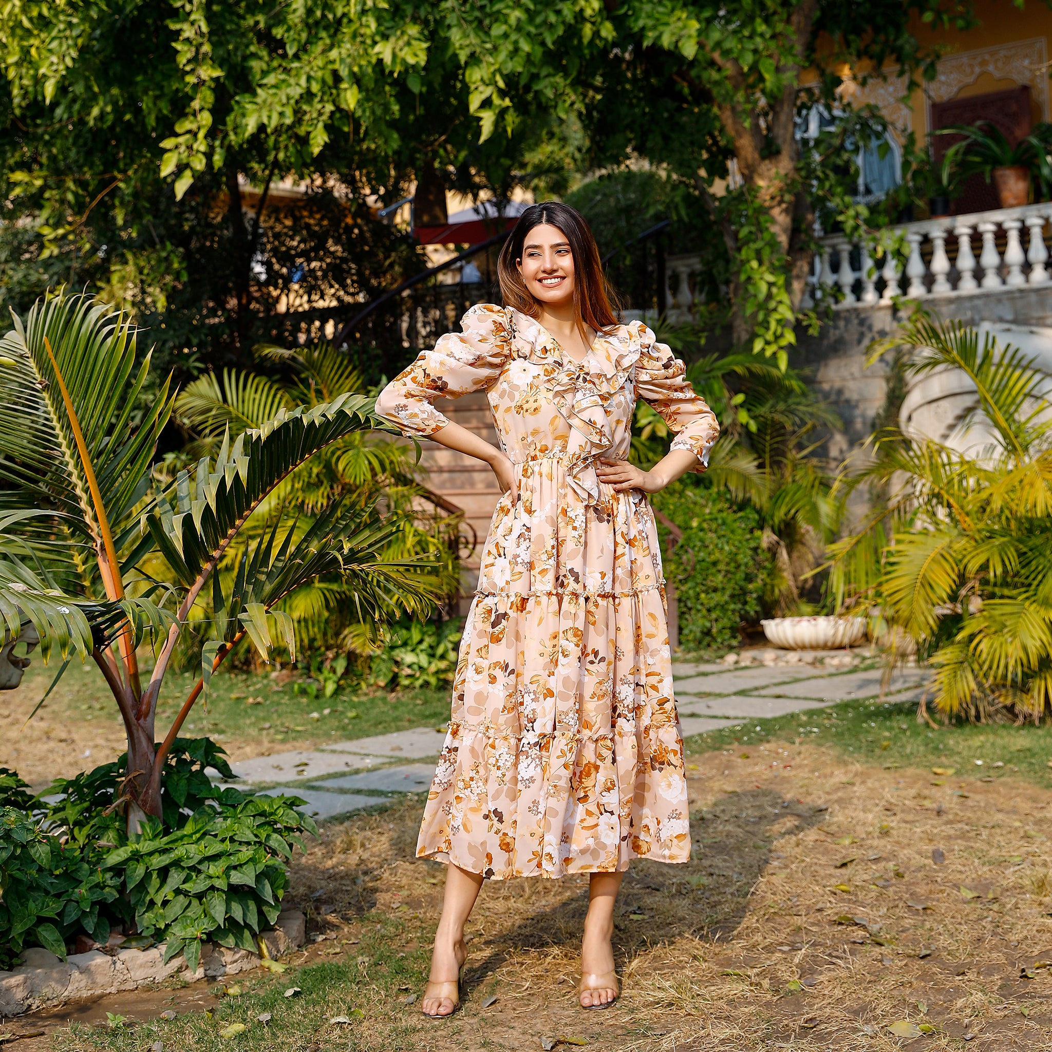 Marianne Beige Floral Dress