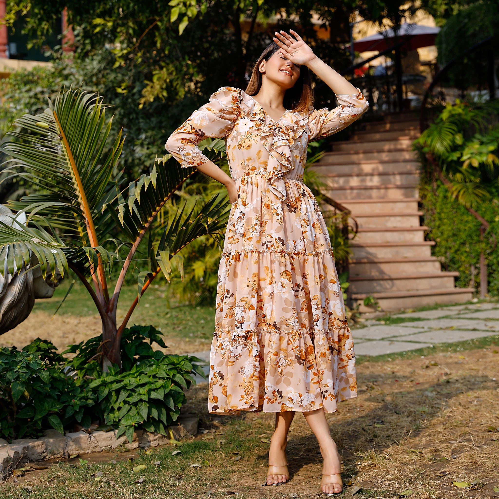 Marianne Beige Floral Dress