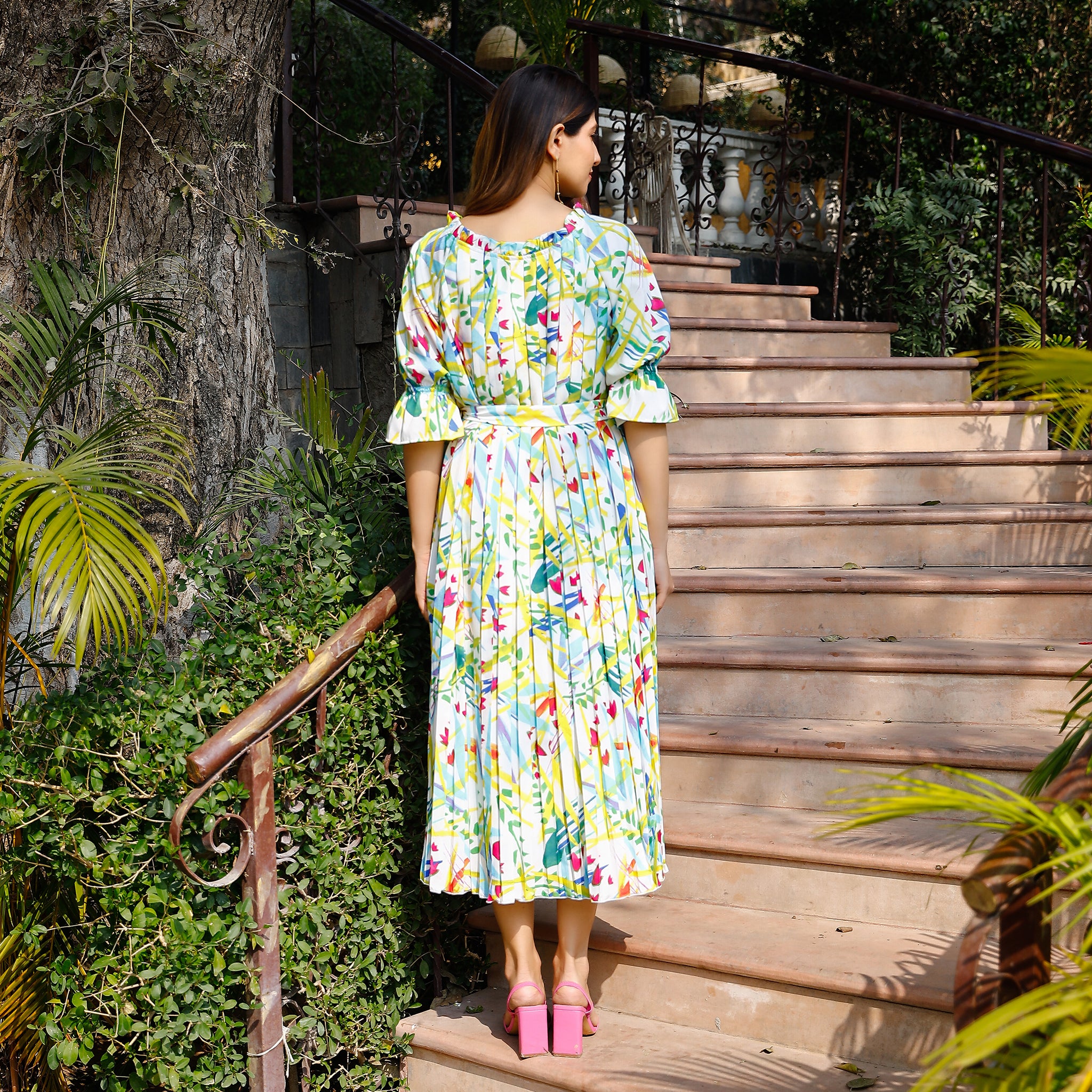 Lena Pleated Floral Dress