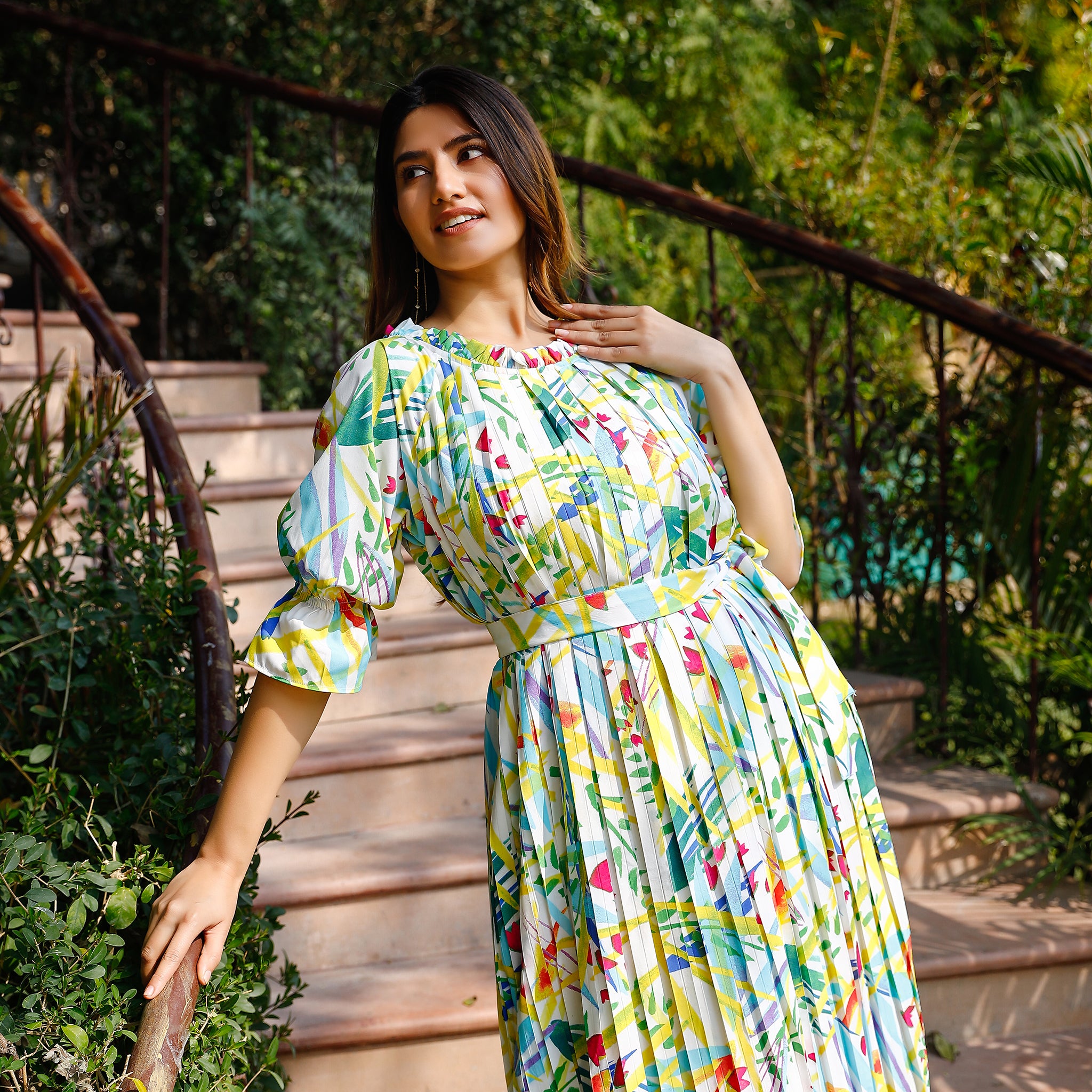 Lena Pleated Floral Dress