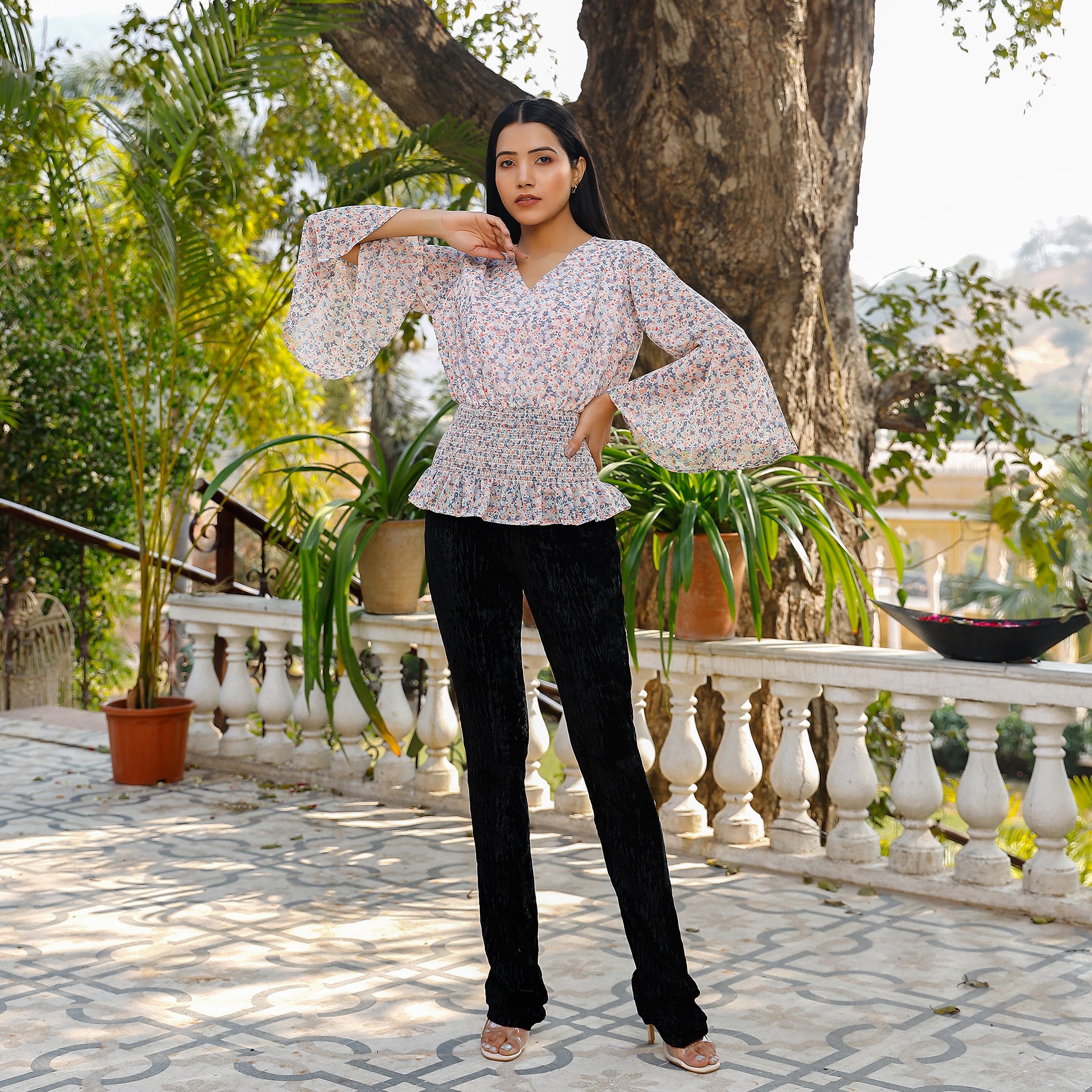 Heidi Smocked Floral Top