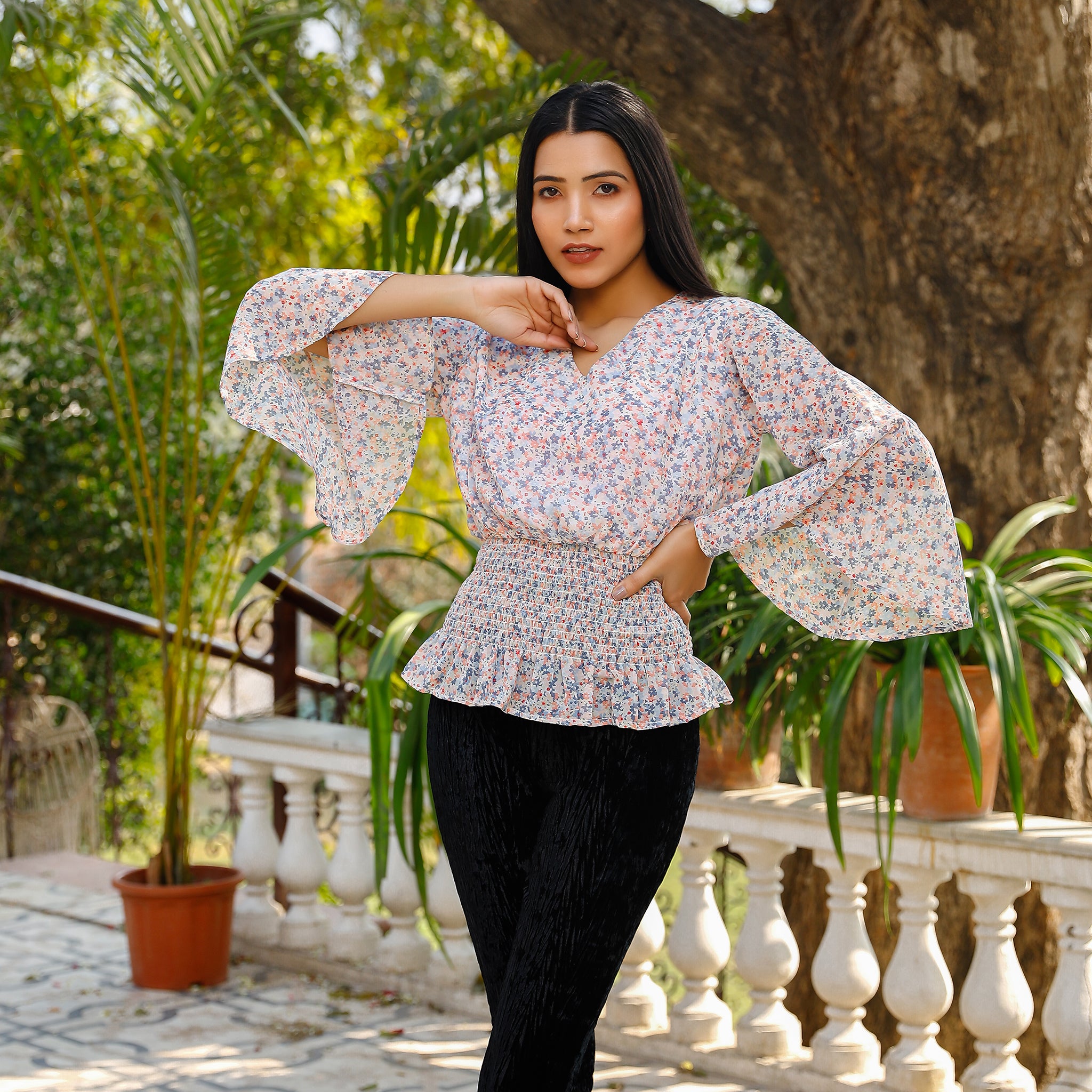 Heidi Smocked Floral Top