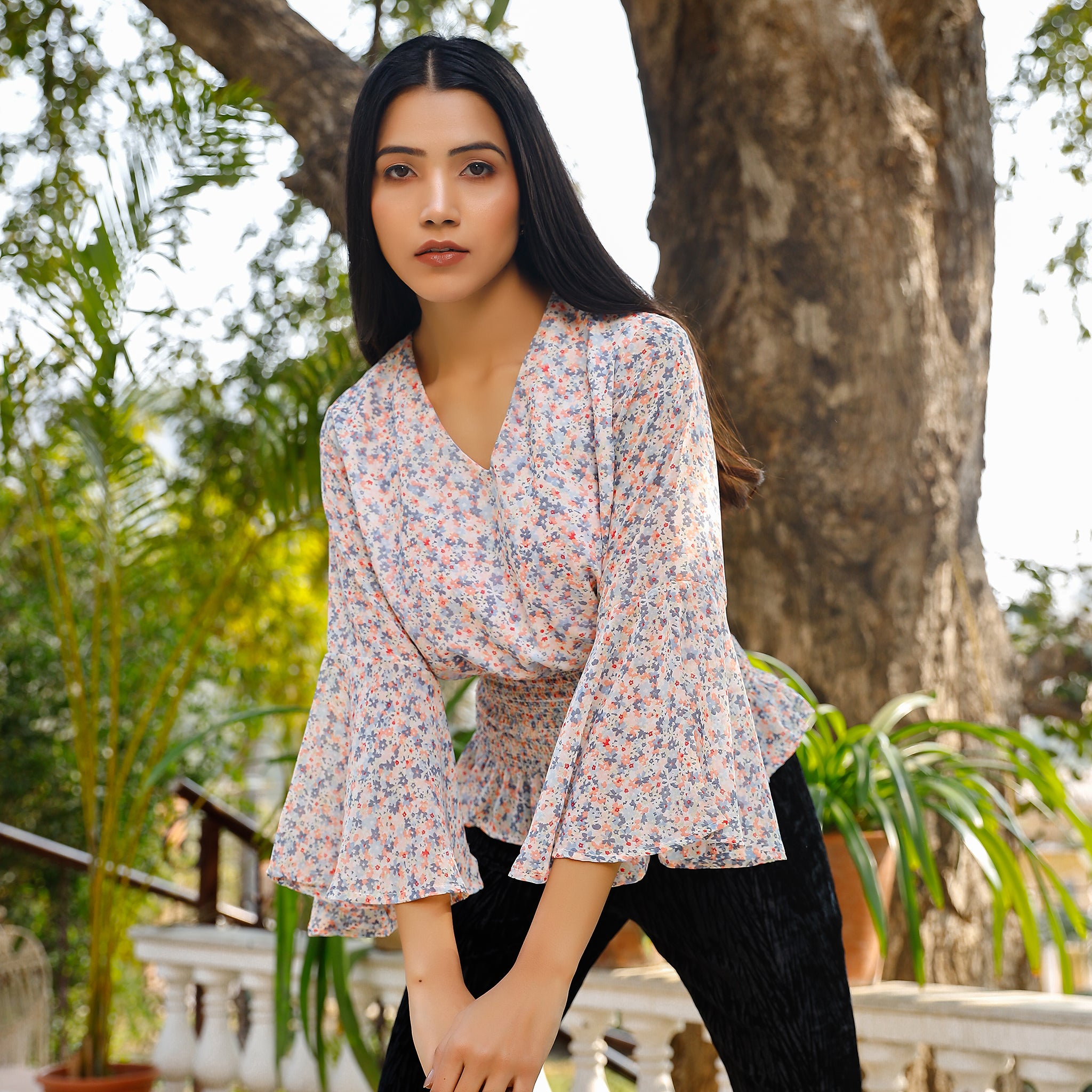 Heidi Smocked Floral Top