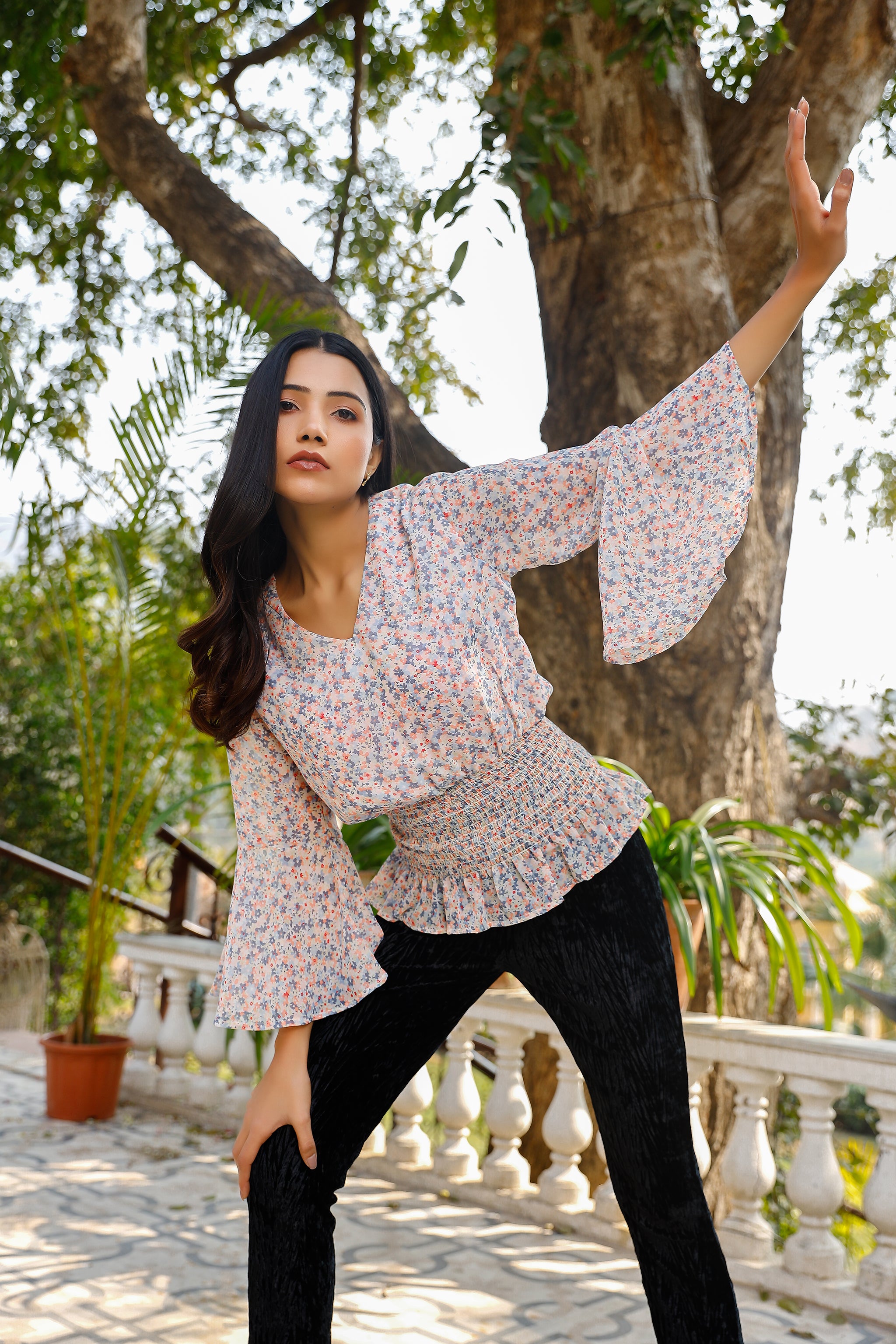 Heidi Smocked Floral Top