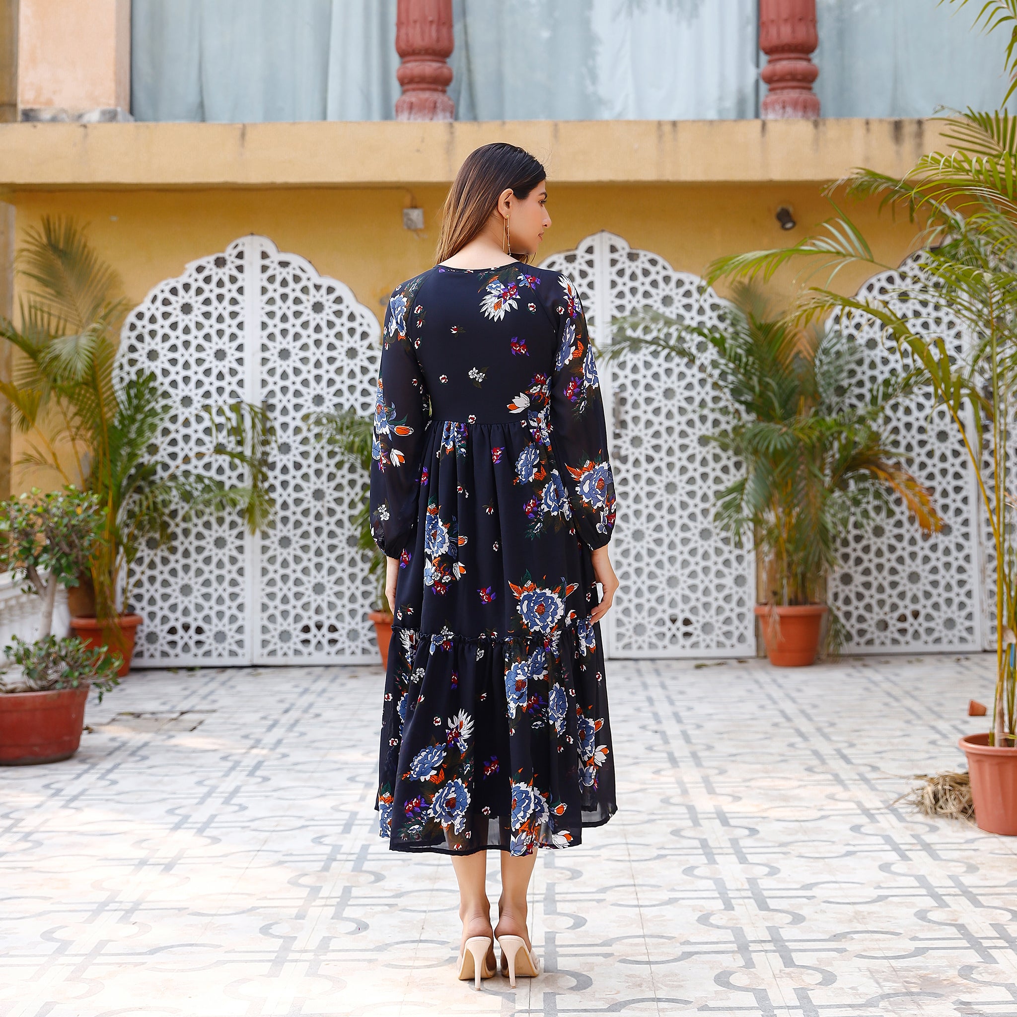 Eleanor Navy Floral Maxi Dress
