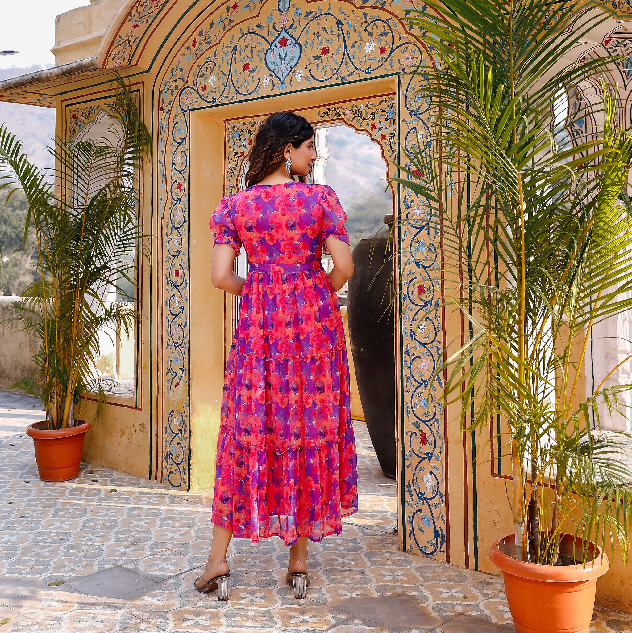 Serena Pink Floral Maxi Dress