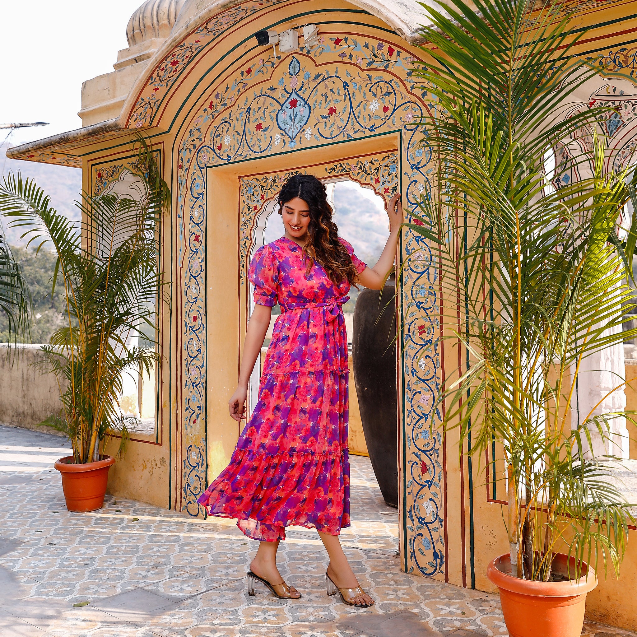 Serena Pink Floral Maxi Dress