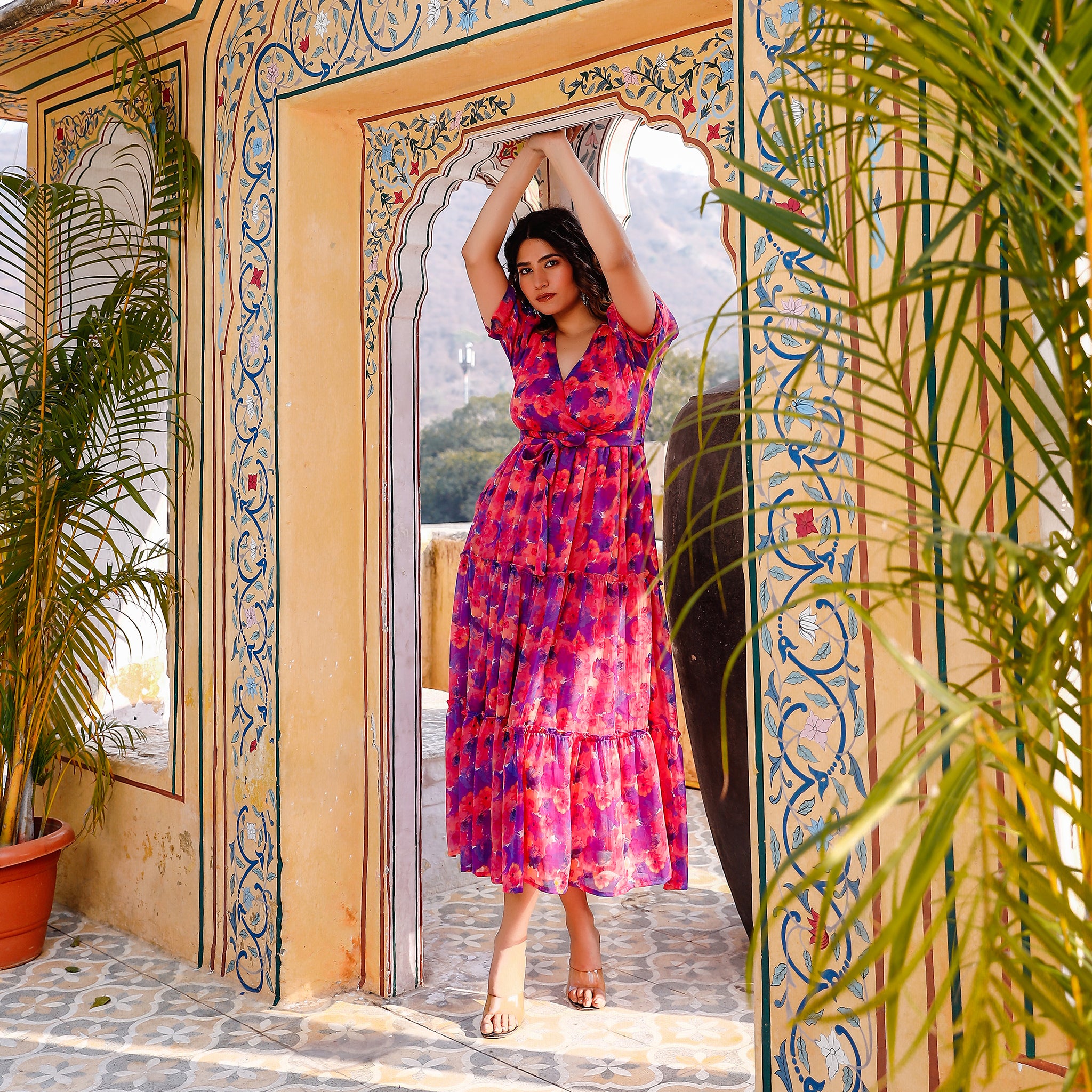 Serena Pink Floral Maxi Dress