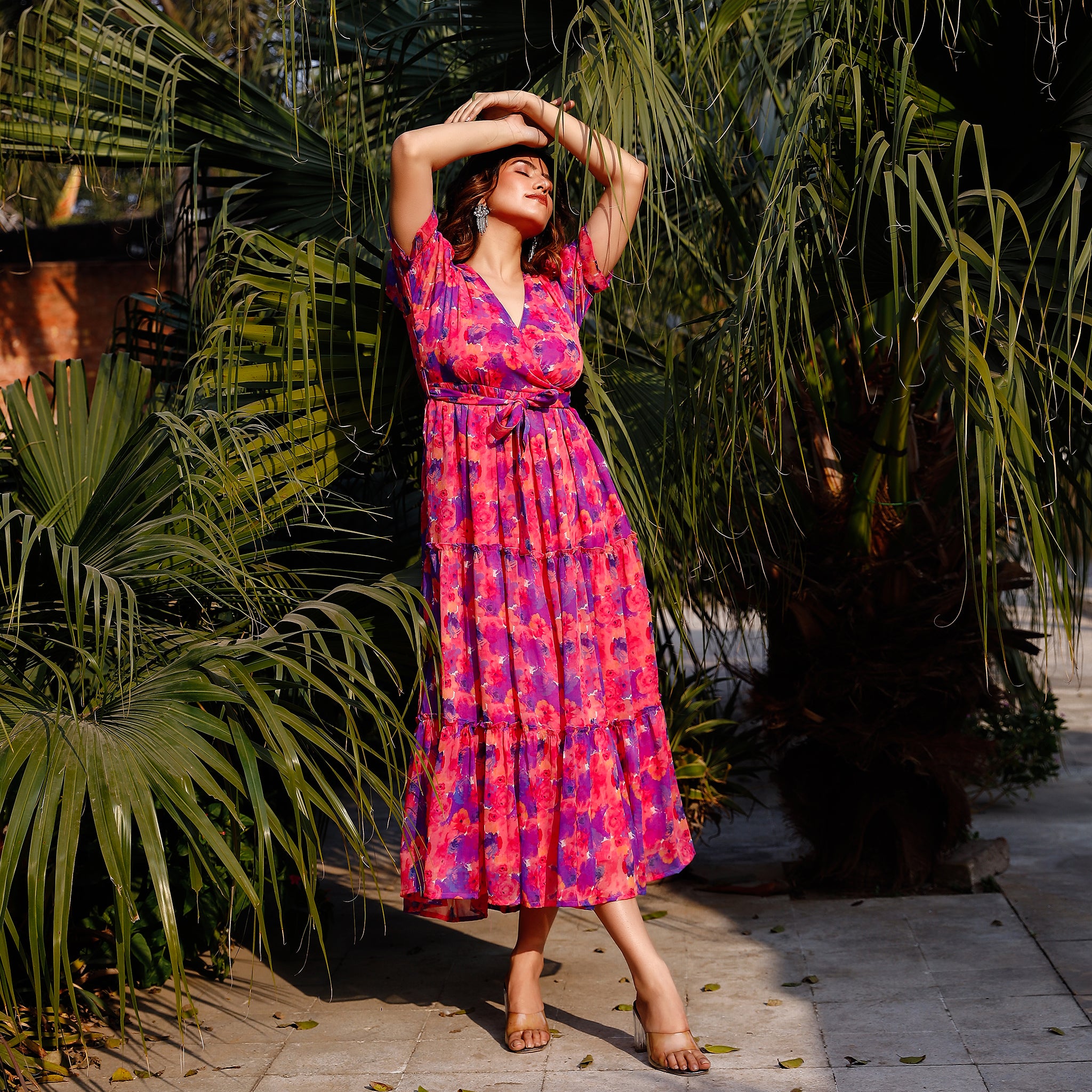 Serena Pink Floral Maxi Dress