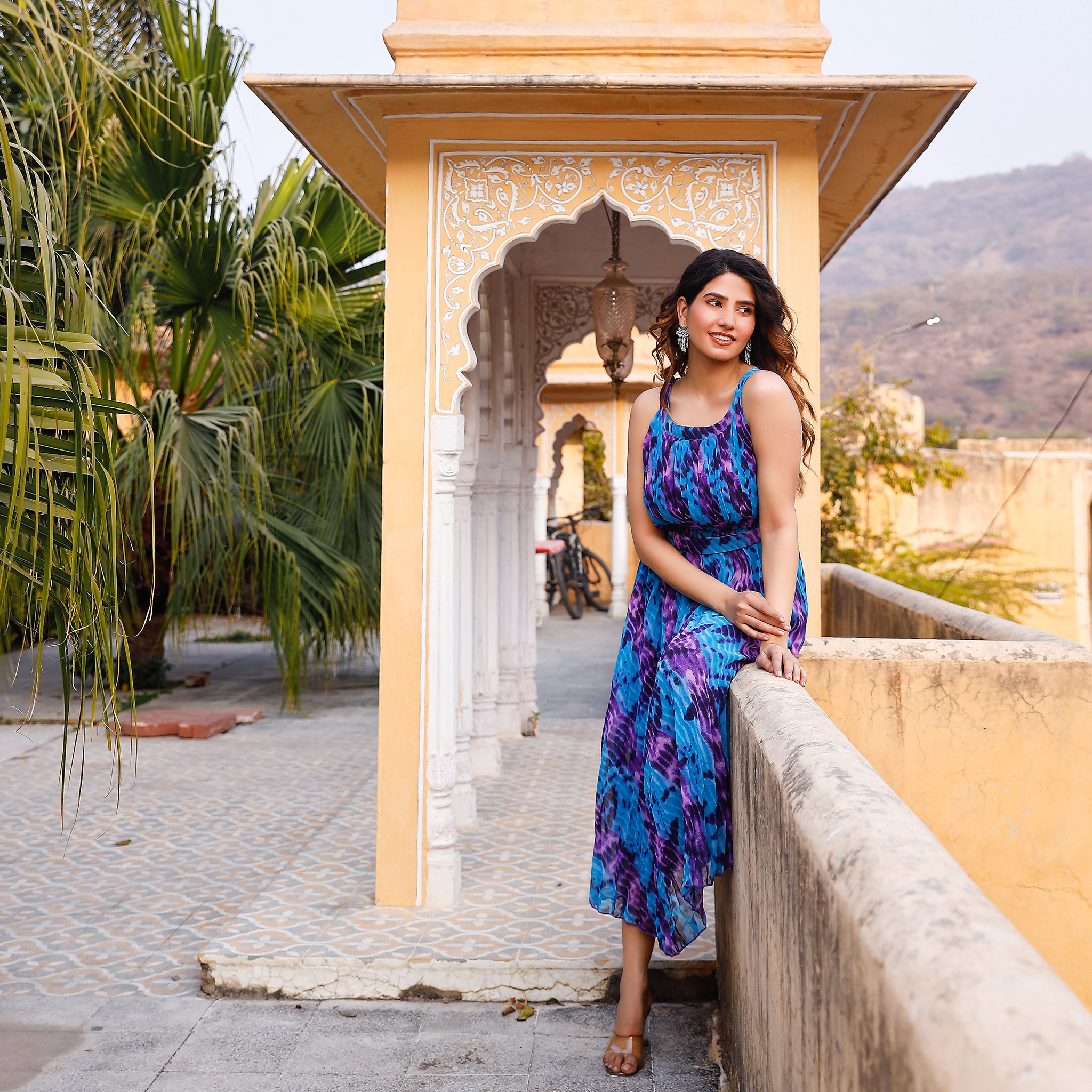 Selena Pleated Tie-Dye Maxi Dress