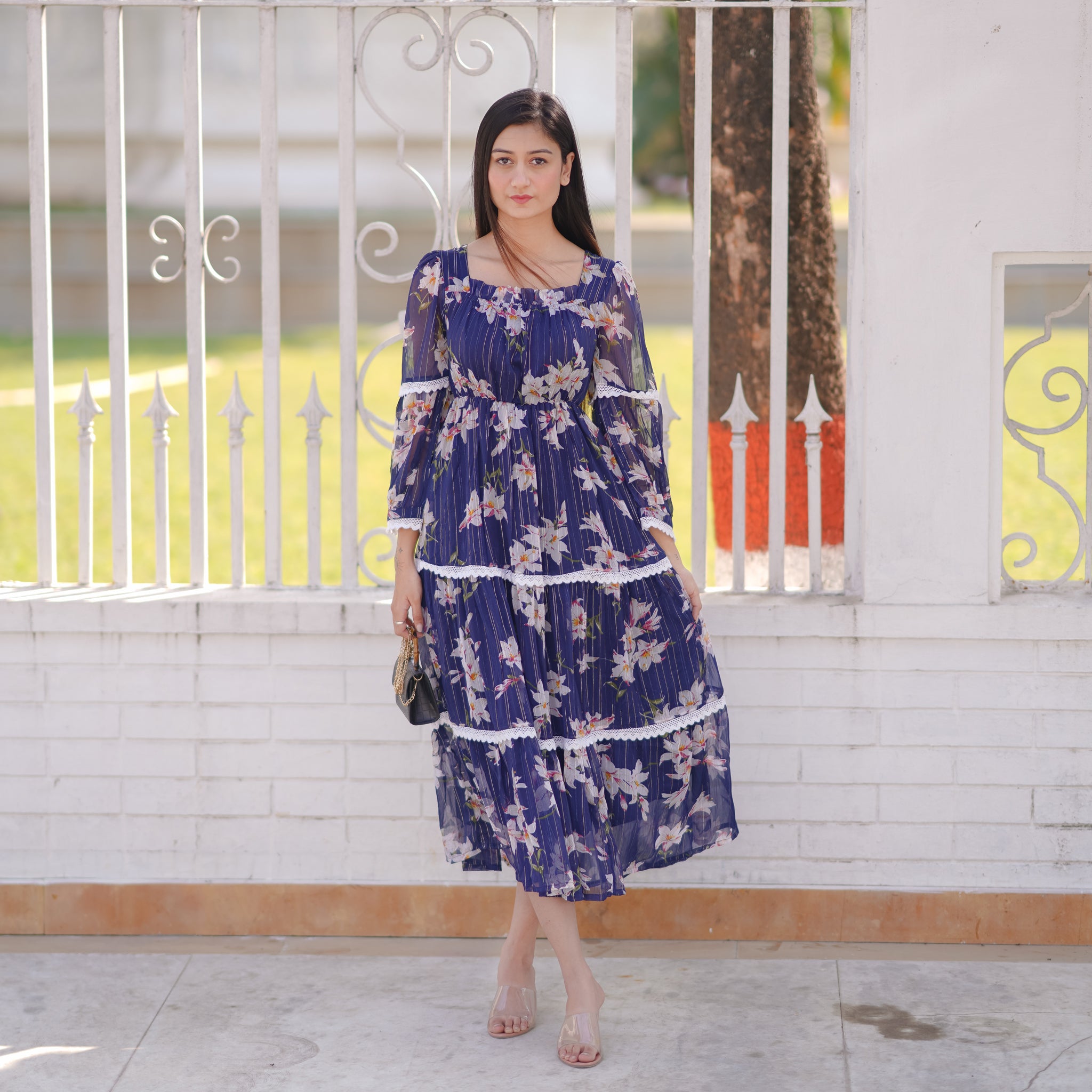 Audrey Navy Blue Lace Dress