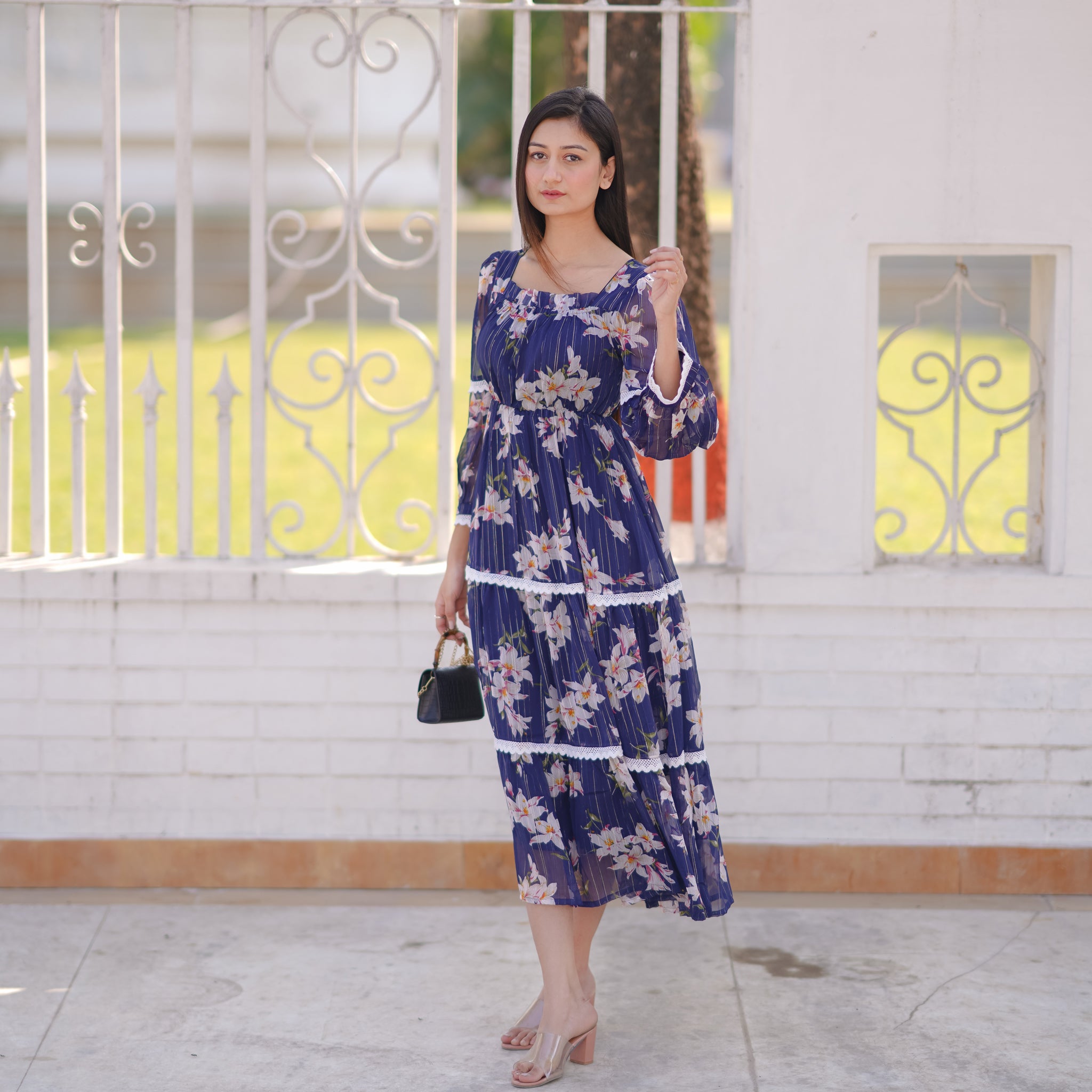 Audrey Navy Blue Lace Dress