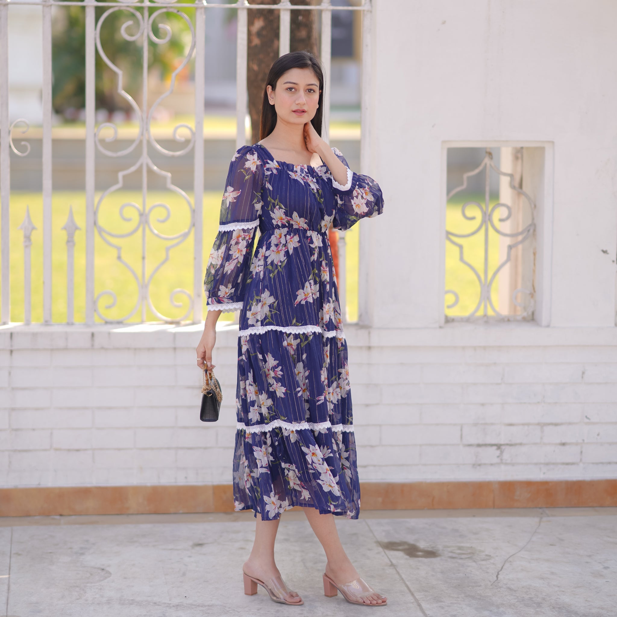 Audrey Navy Blue Lace Dress