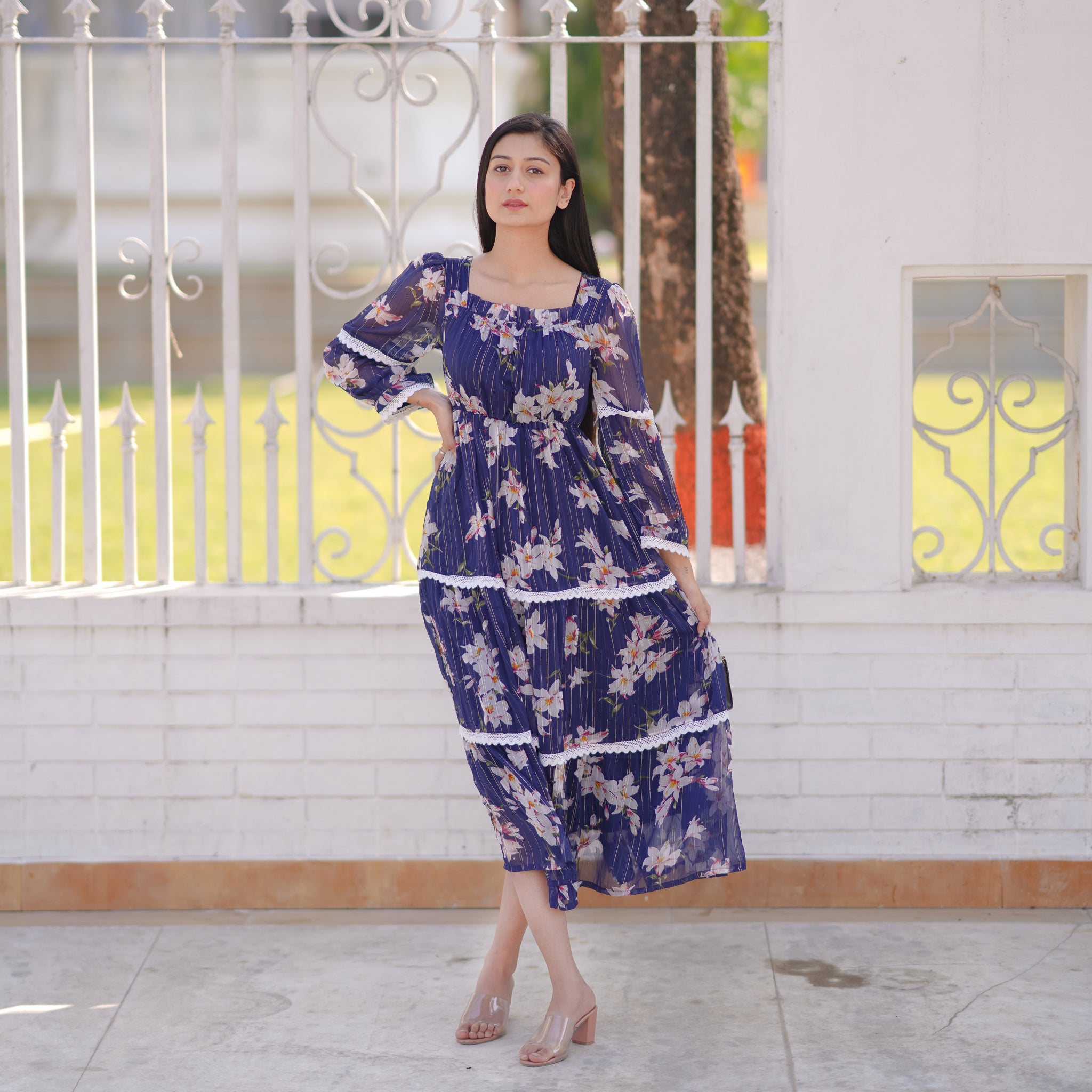 Audrey Navy Blue Lace Dress