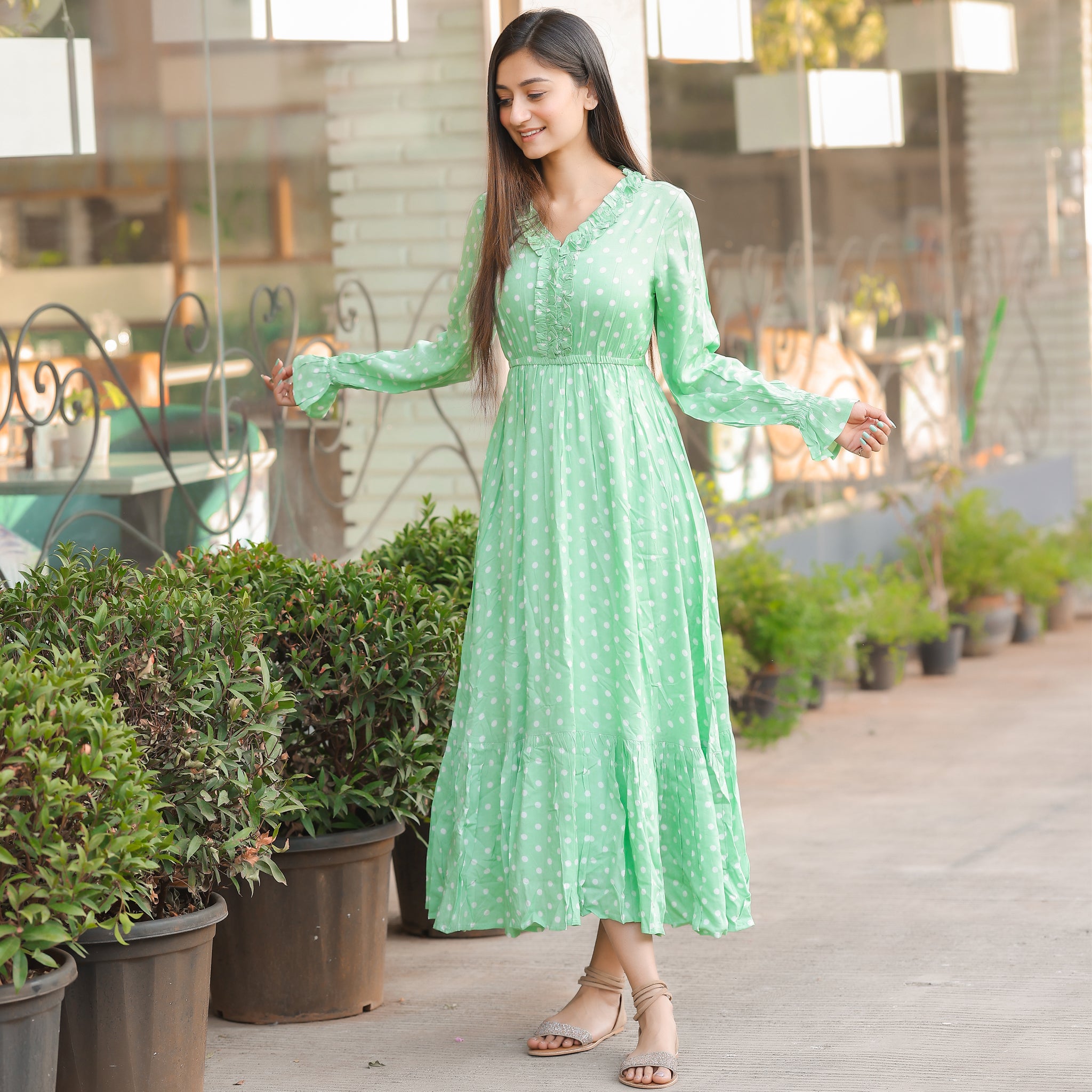 Christine Green Polka Dress