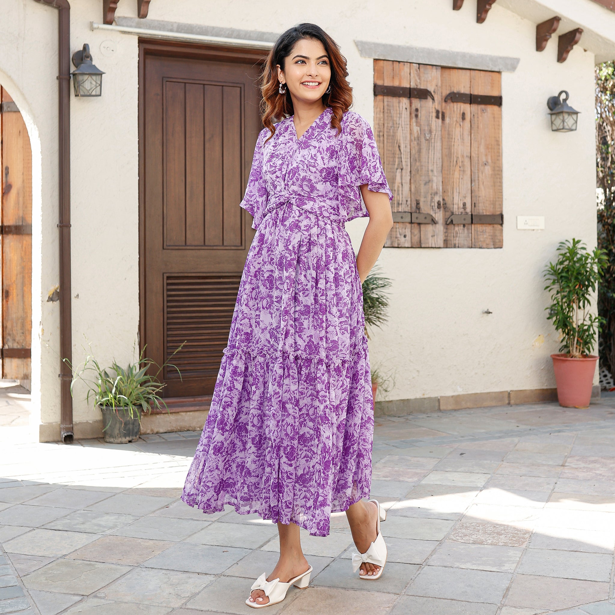 Anthea Lavender Twisted Maxi Dress