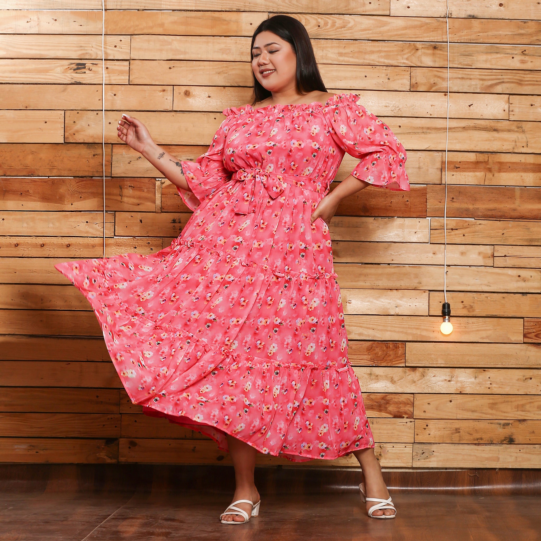 Fenya Pink Floral Maxi Dress