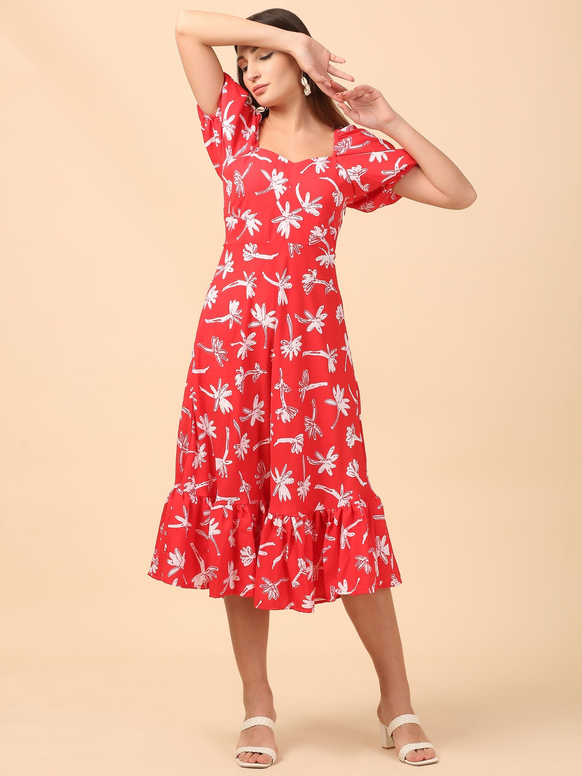 Addison Red Floral Maxi Dress