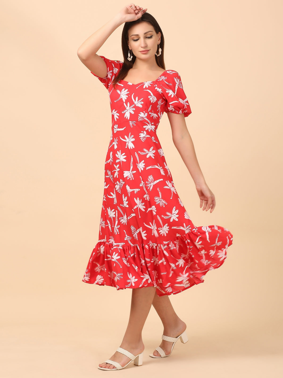Addison Red Floral Maxi Dress