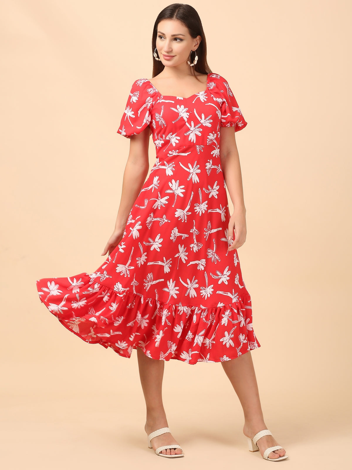 Addison Red Floral Maxi Dress