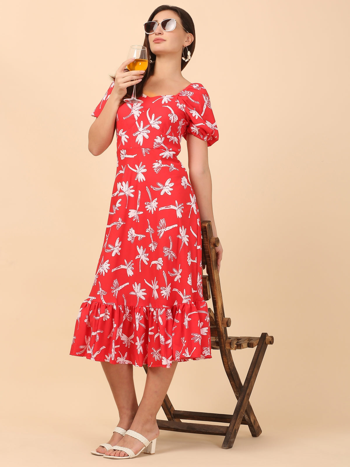 Addison Red Floral Maxi Dress