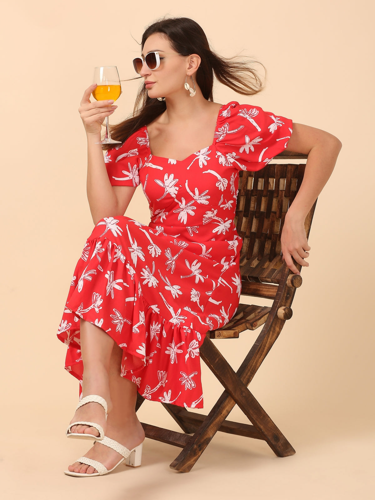 Addison Red Floral Maxi Dress