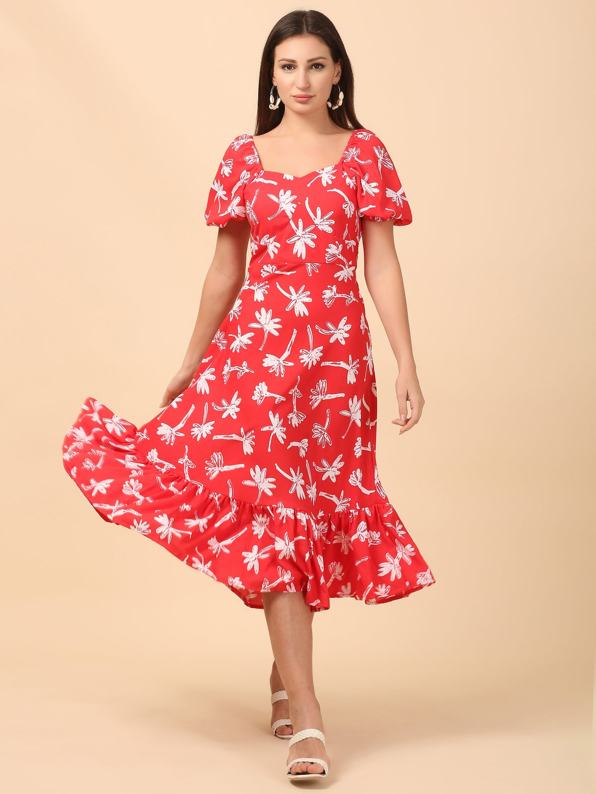 Addison Red Floral Maxi Dress