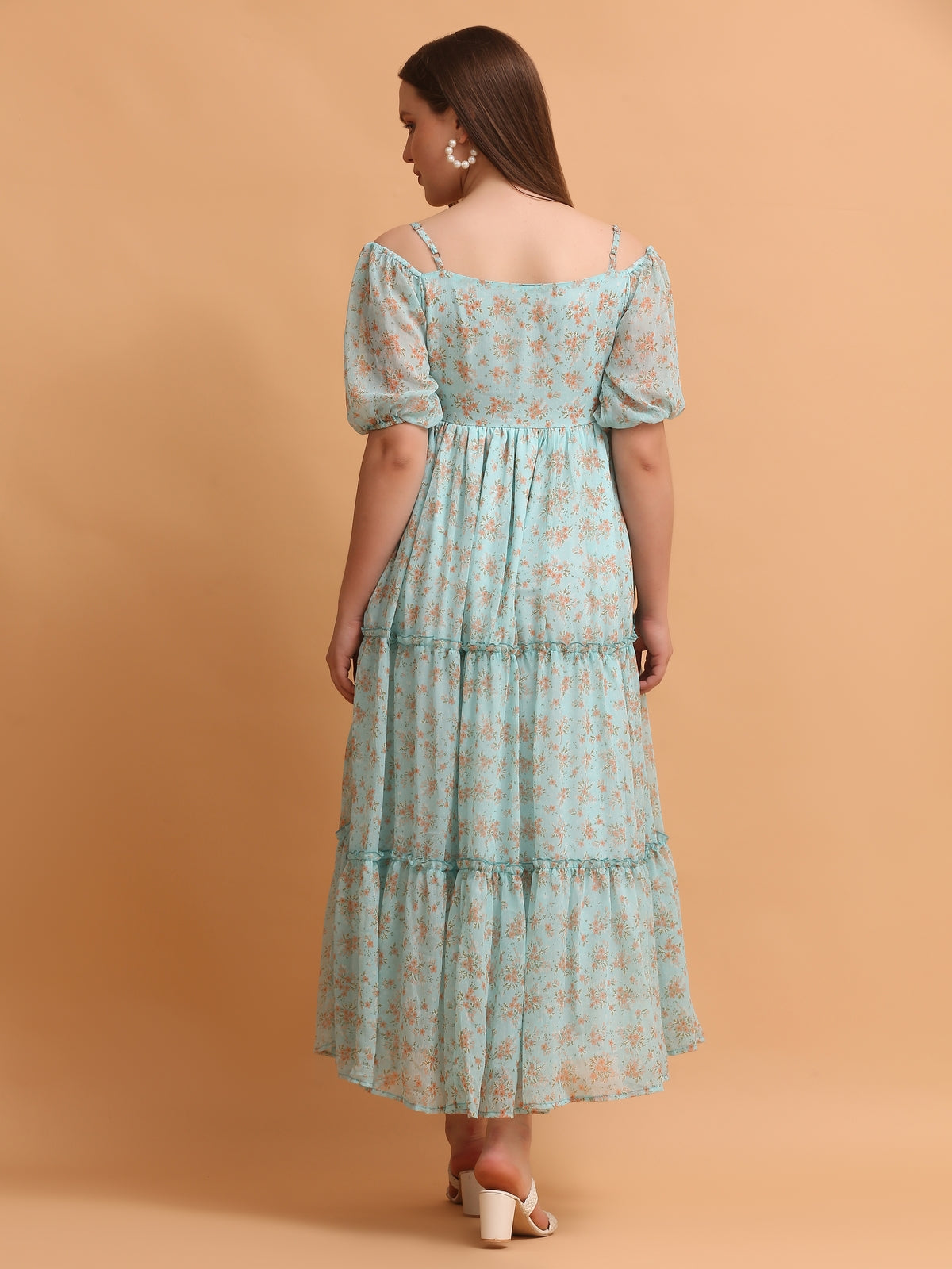 Juliana Sky Blue Flared Maxi Dress
