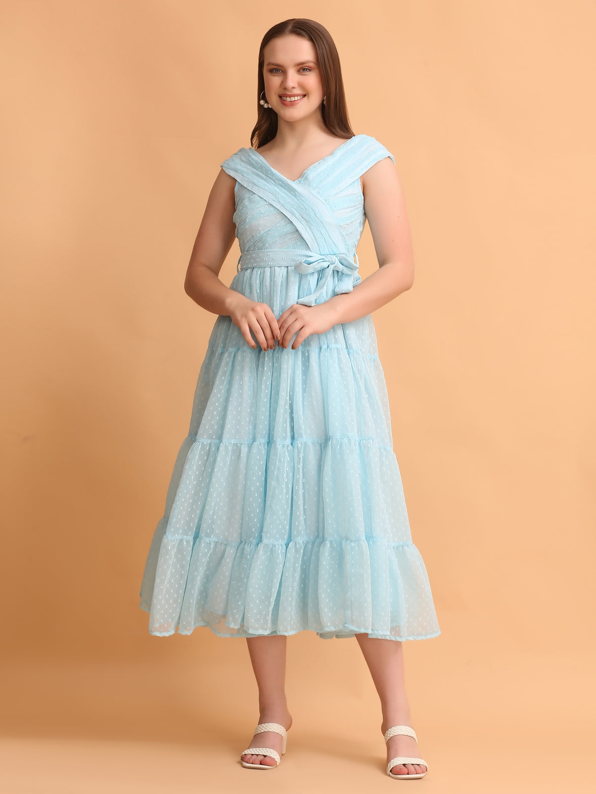 Debbie Sky Blue Flared Maxi Dress