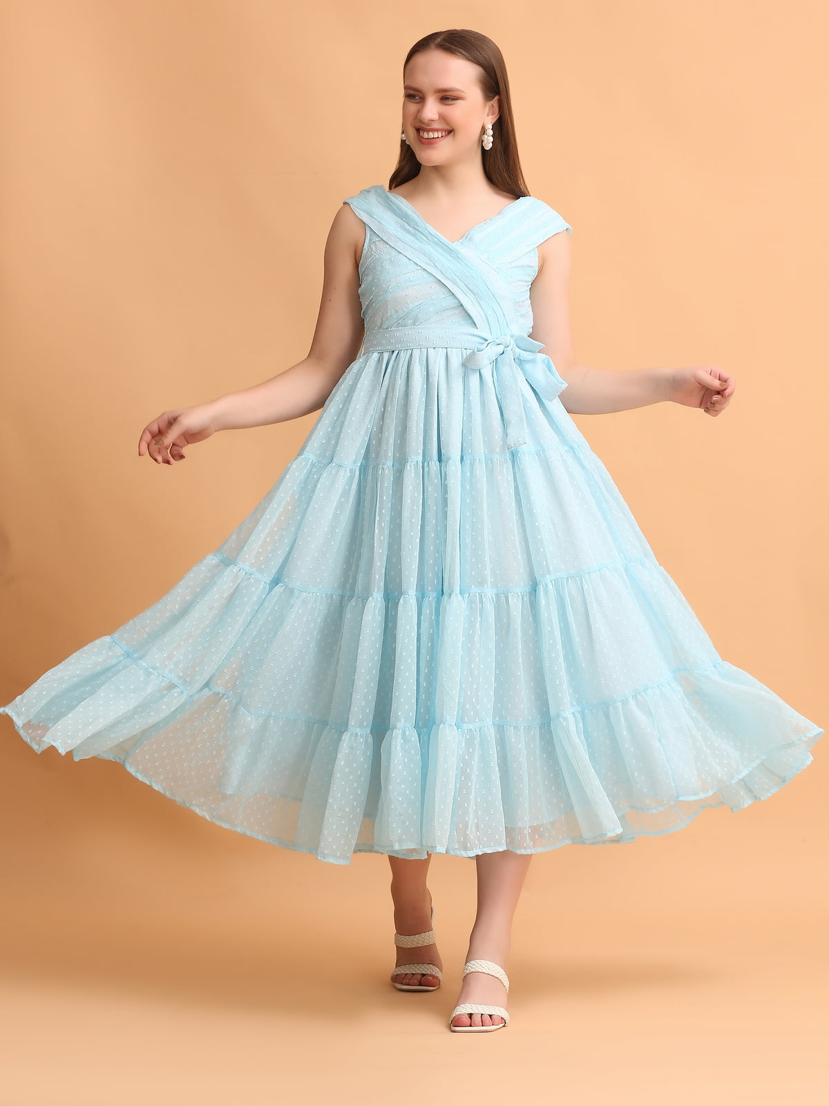 Debbie Sky Blue Flared Maxi Dress
