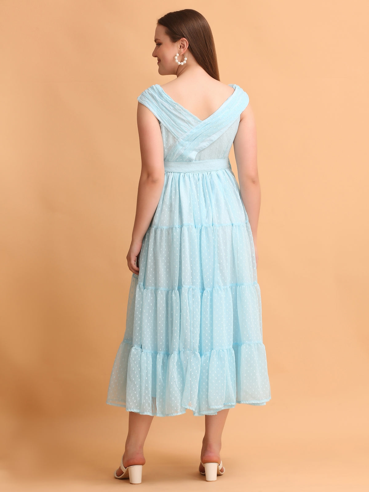 Debbie Sky Blue Flared Maxi Dress
