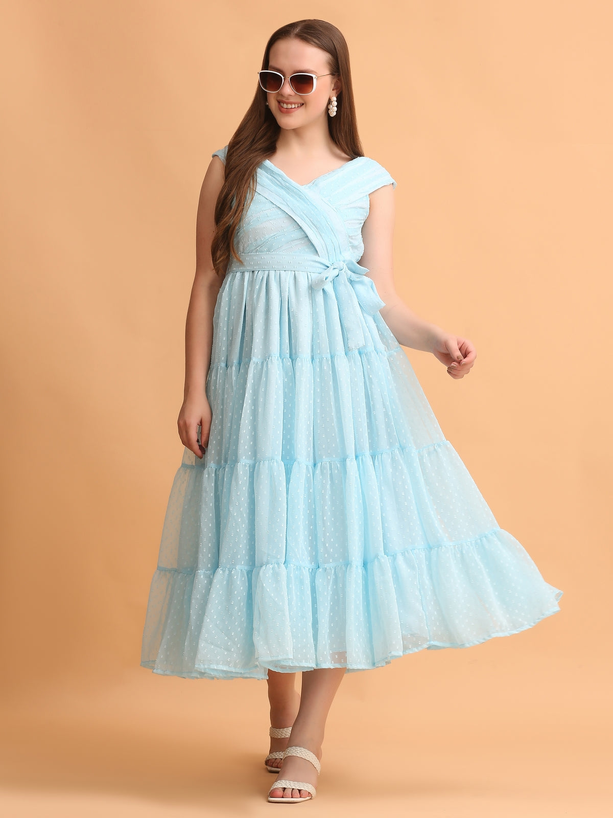 Debbie Sky Blue Flared Maxi Dress