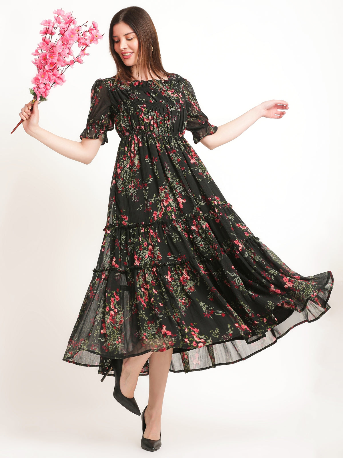 Matilda Black Floral Maxi Dress