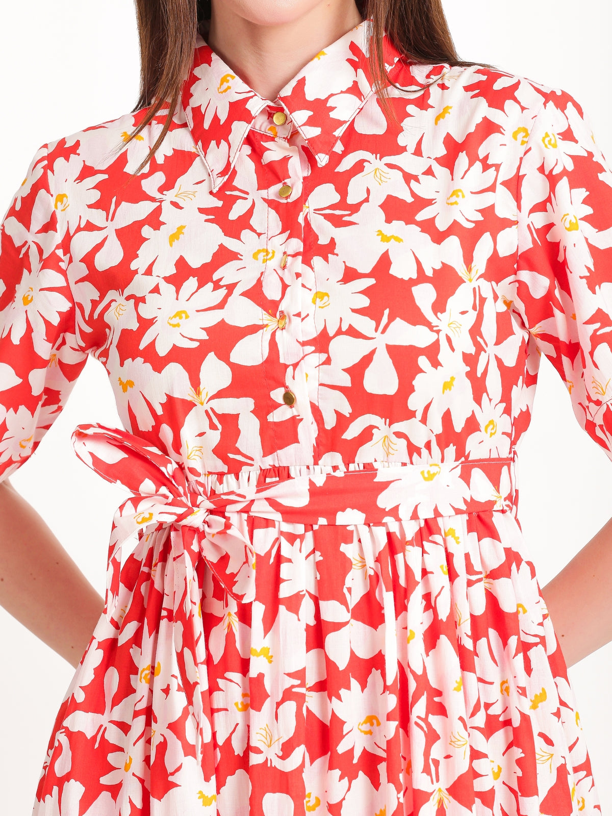Clover Red Cotton Maxi Dress