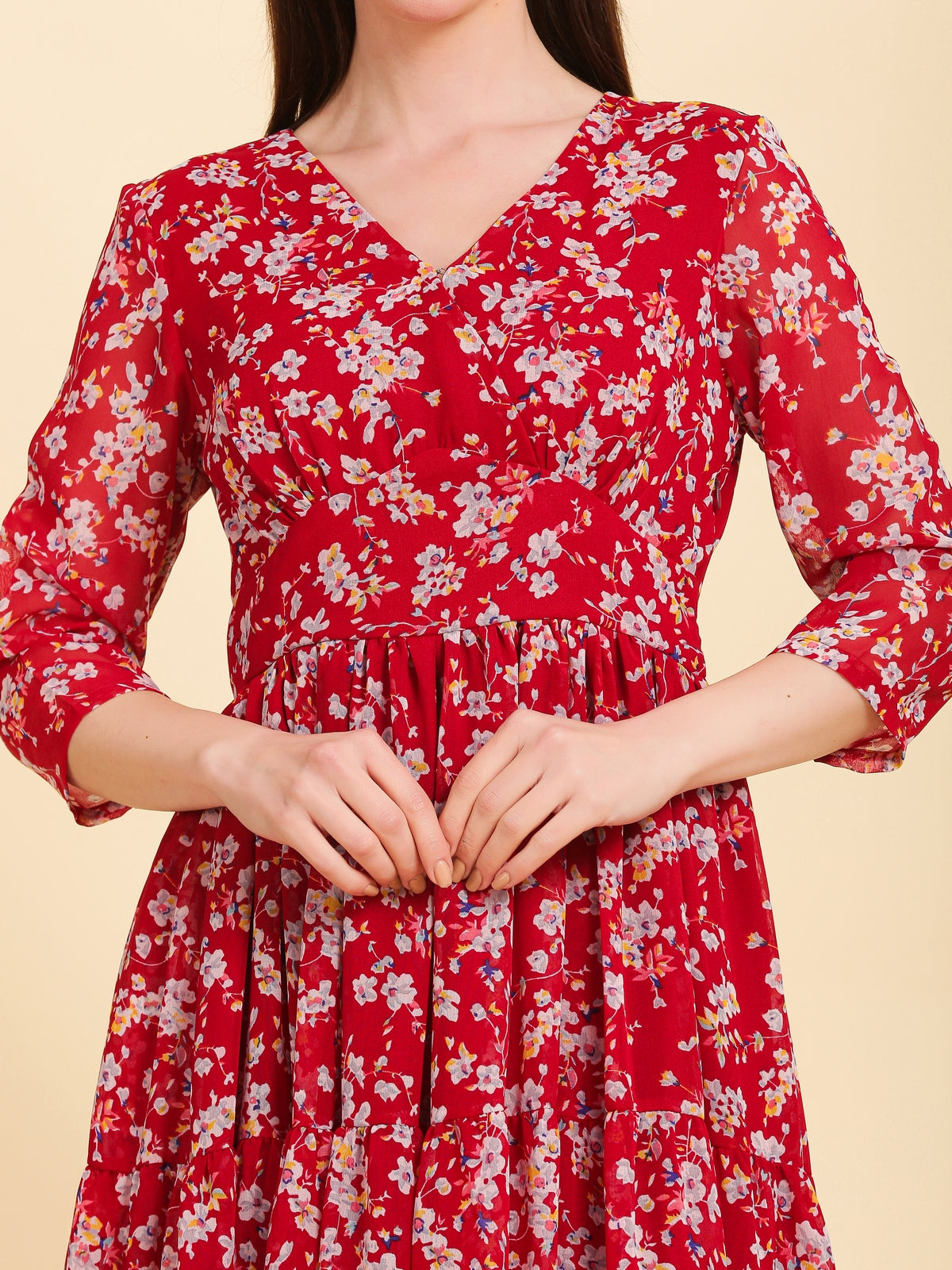 Brianna Red Flared Maxi Dress
