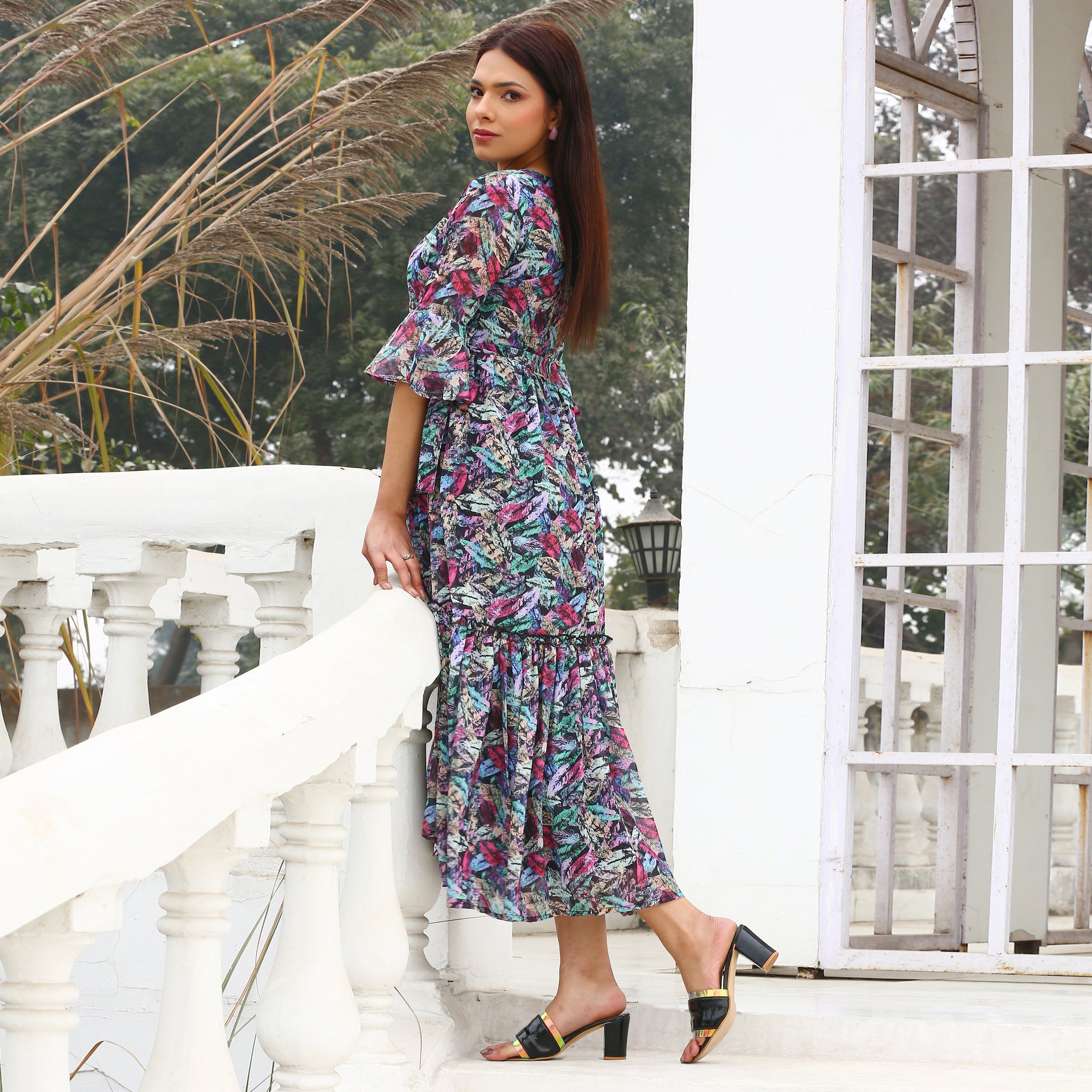 Marya Multicolor Leafy Maxi Dress