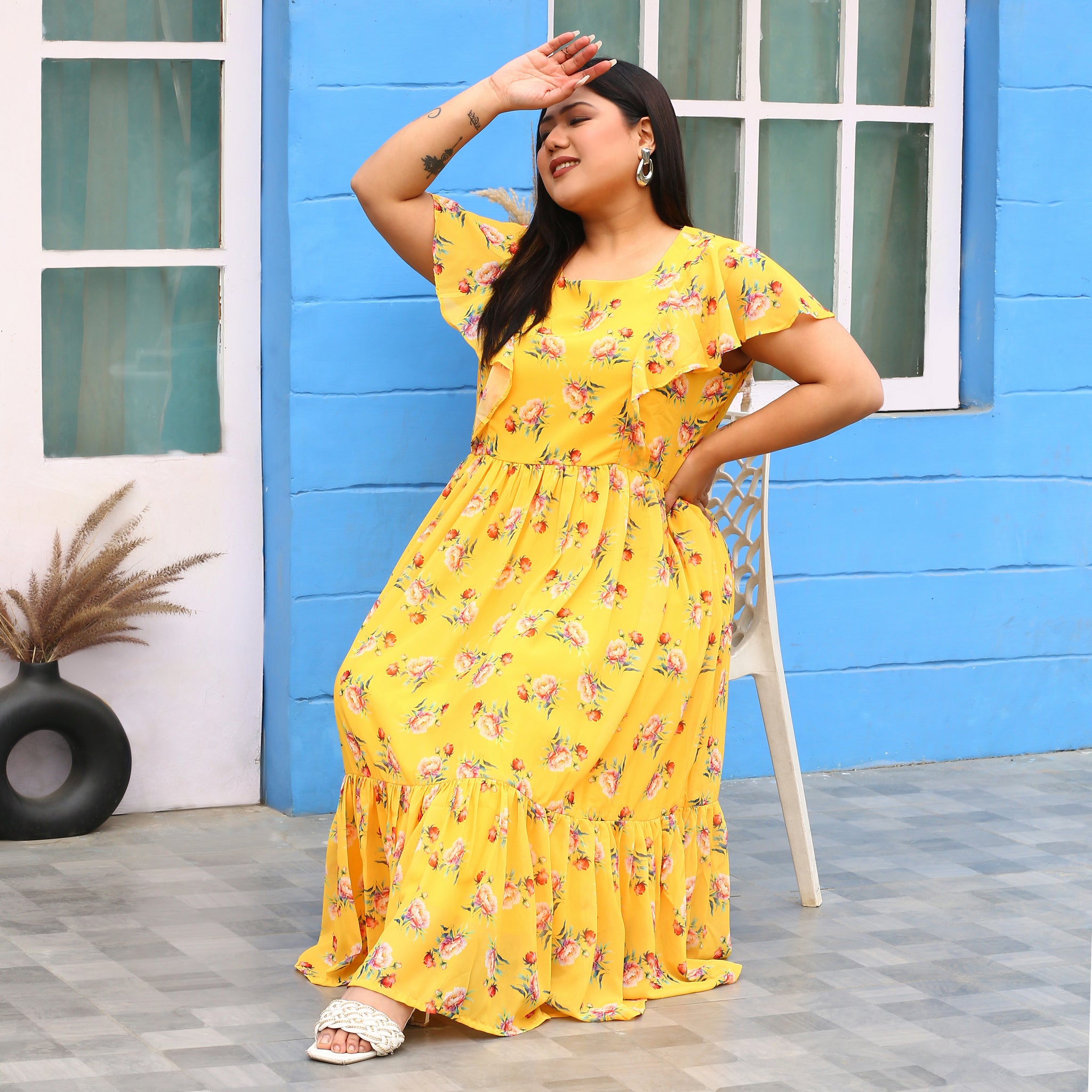 Ania Yellow Floral Maxi Dress