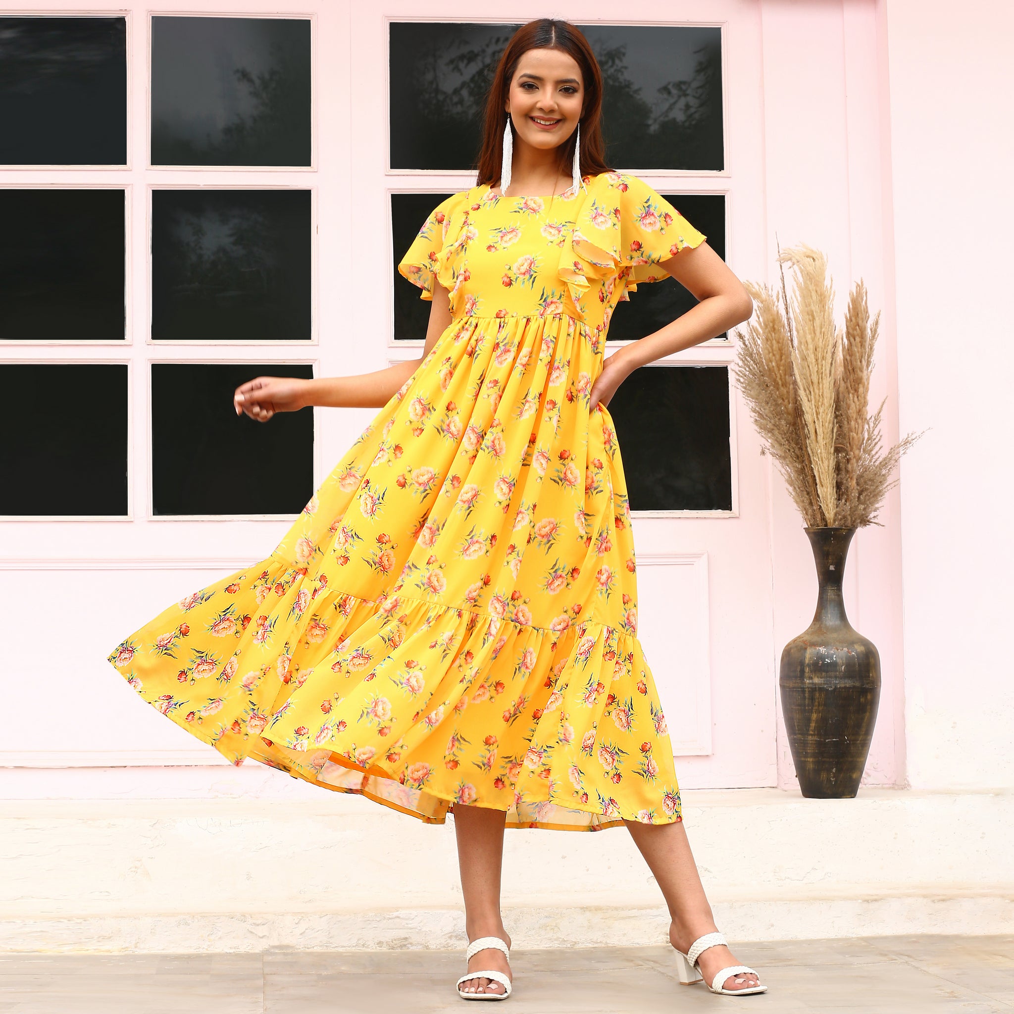 Ania Yellow Floral Maxi Dress